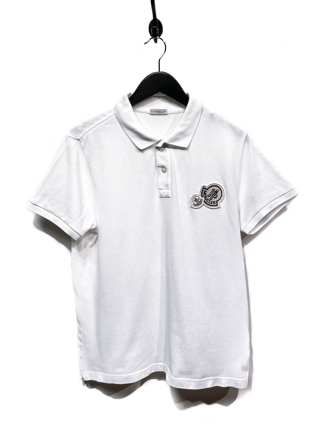Moncler Moncler White Triple Logo Piqué Polo Size US M / EU 48-50 / 2 - 1 Thumbnail