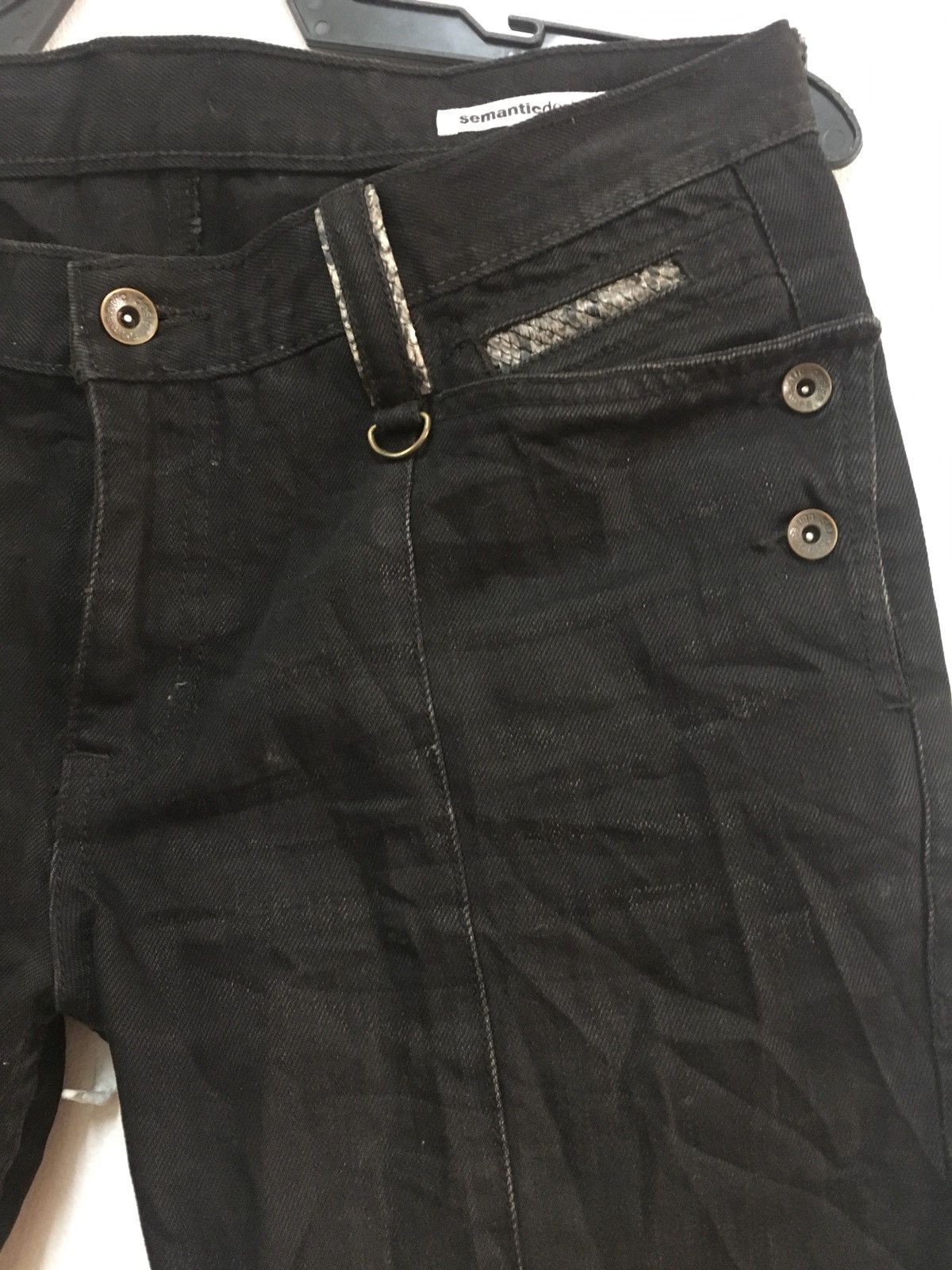 Designer Semantic Design Denim Jeans Snake Skin Design Size US 33 - 3 Thumbnail