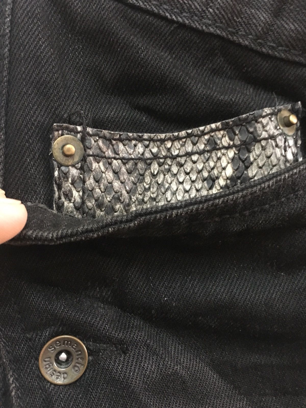 Designer Semantic Design Denim Jeans Snake Skin Design Size US 33 - 6 Thumbnail