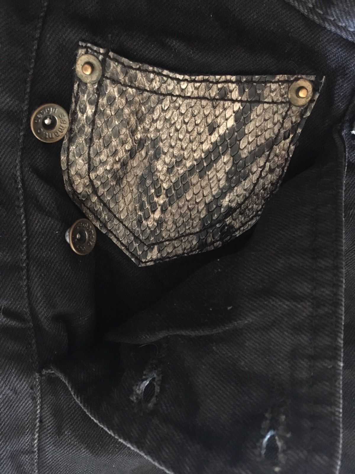 Designer Semantic Design Denim Jeans Snake Skin Design Size US 33 - 13 Thumbnail