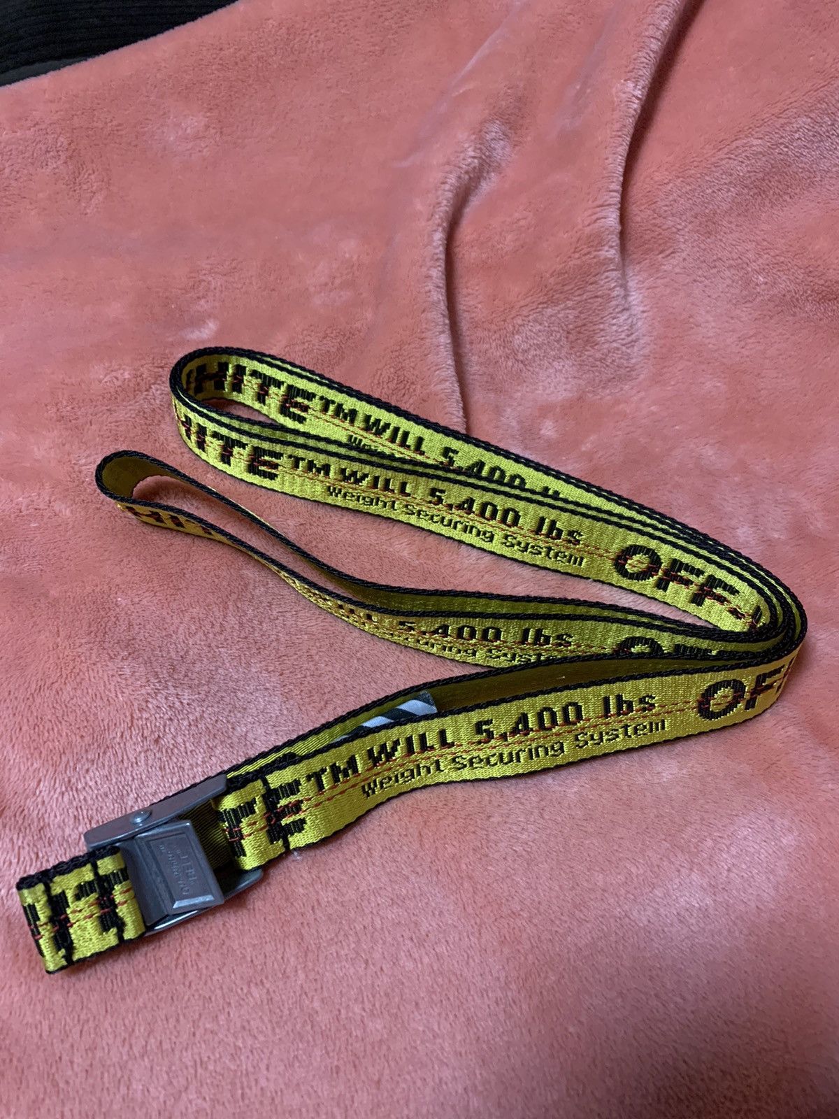 Yellow off white belt silver buckle sales