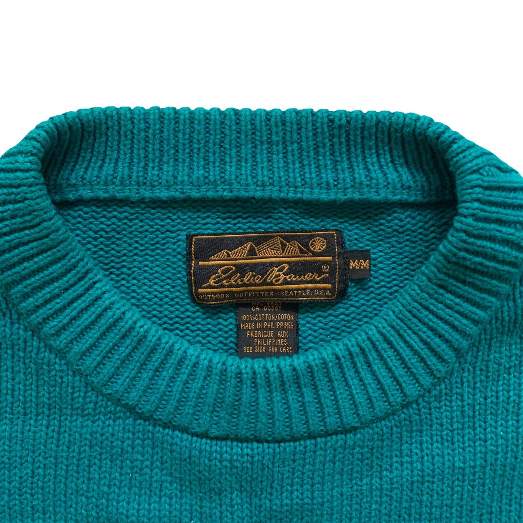 Eddie Bauer Vintage 1990s 90s Eddie Bauer Teal Cotton Sweater Medium Size US M / EU 48-50 / 2 - 2 Thumbnail