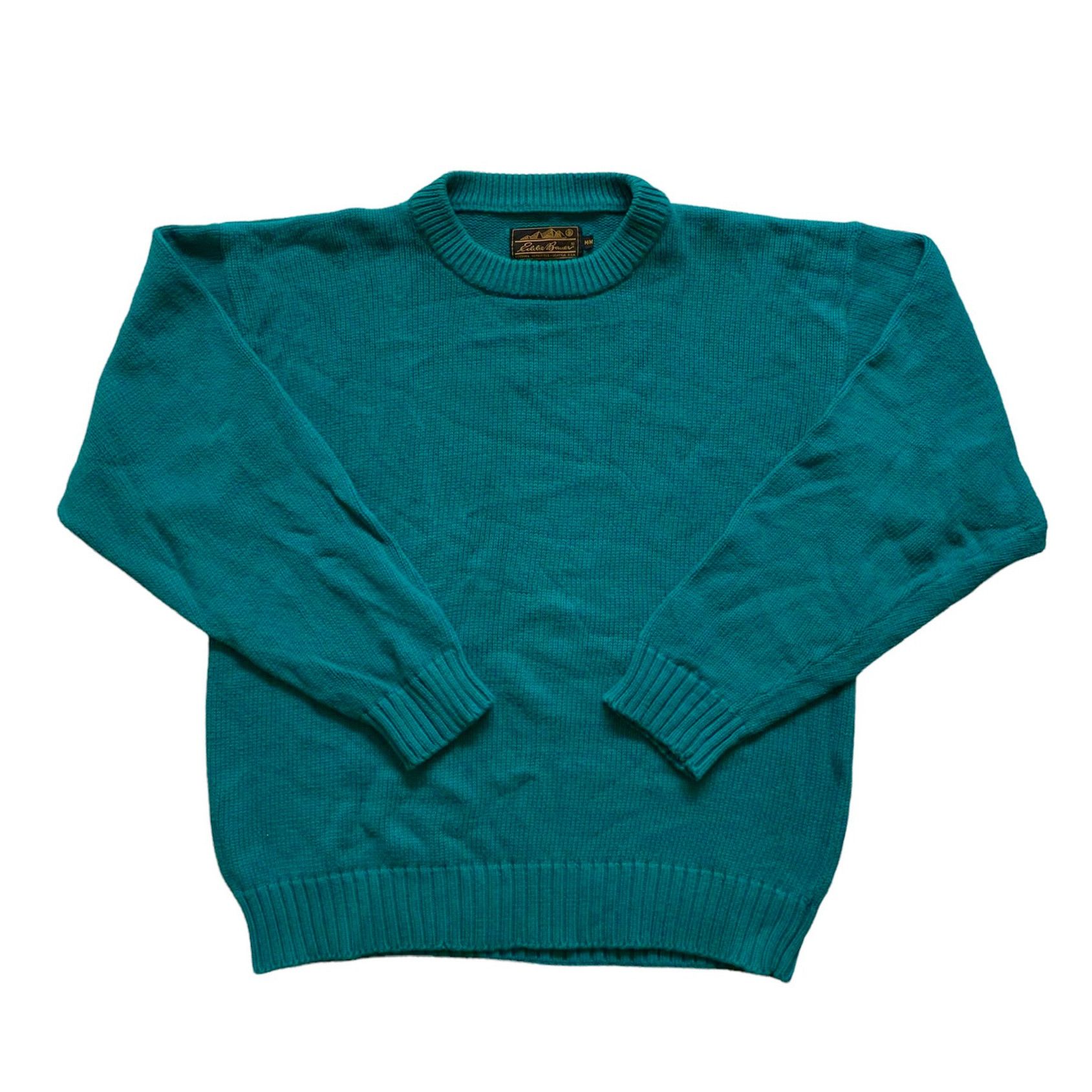 Eddie Bauer Vintage 1990s 90s Eddie Bauer Teal Cotton Sweater Medium Size US M / EU 48-50 / 2 - 1 Thumbnail