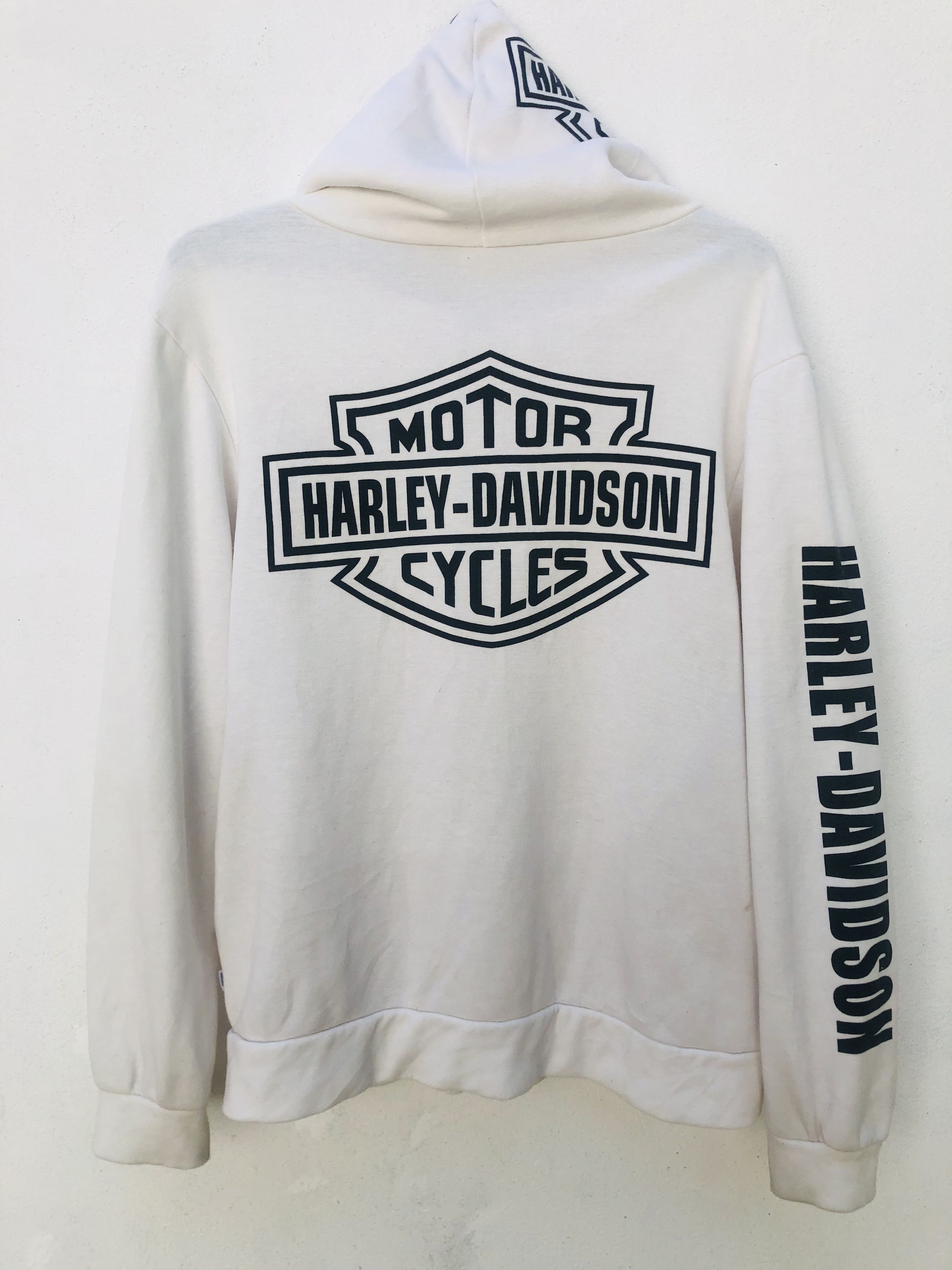 Japanese Brand × Vintage Vintage Harley Big Logo Motorcycle White Hoodie Size US M / EU 48-50 / 2 - 1 Thumbnail
