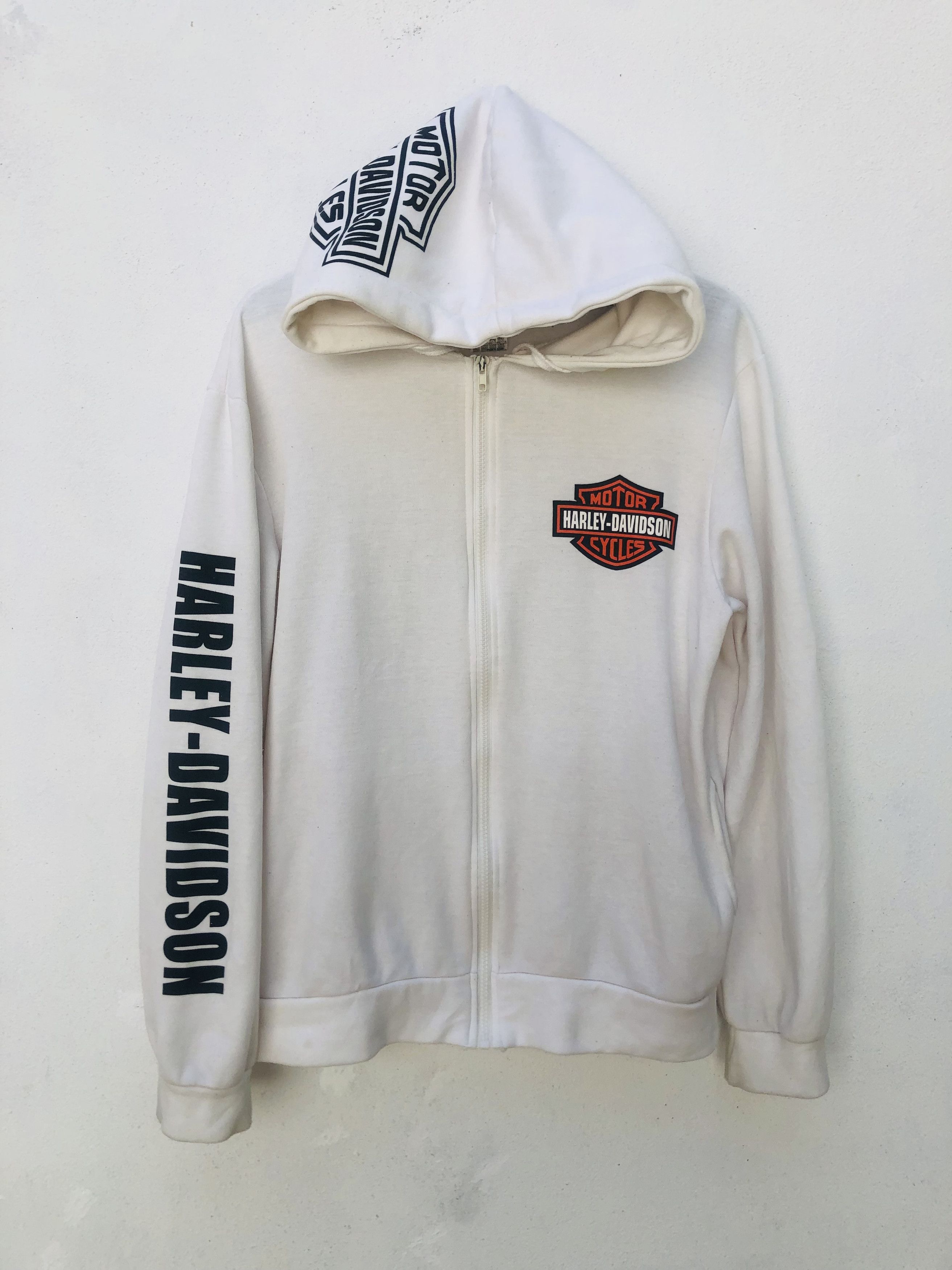 Japanese Brand × Vintage Vintage Harley Big Logo Motorcycle White Hoodie Size US M / EU 48-50 / 2 - 2 Thumbnail