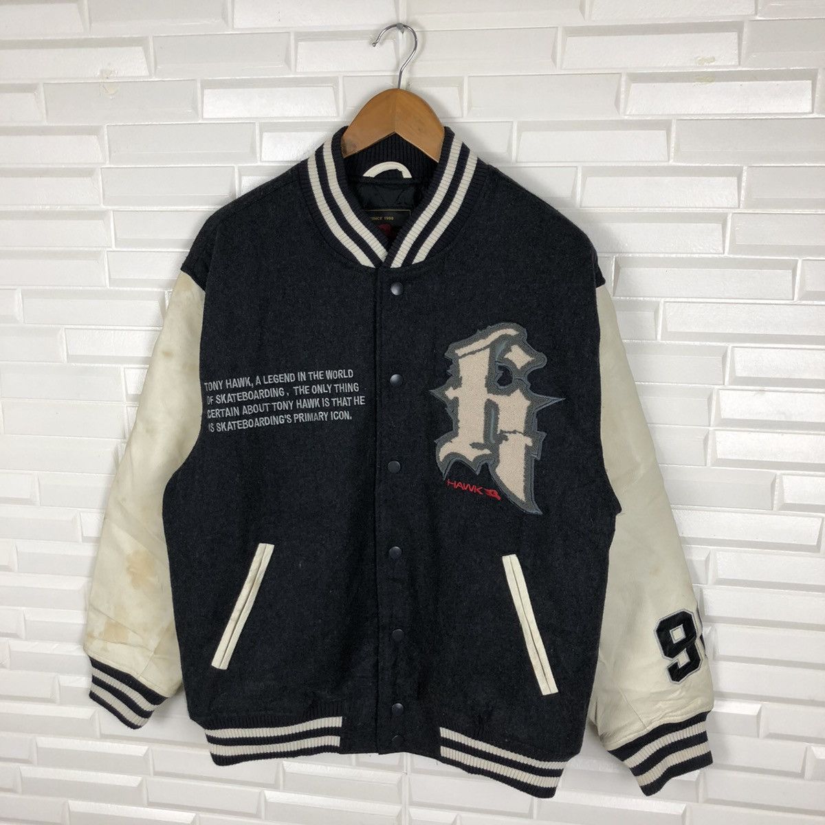 Tony Hawk × Vintage TONY HAWK SKATEBOARDING VARSITY JACKET Size US M / EU 48-50 / 2 - 3 Thumbnail