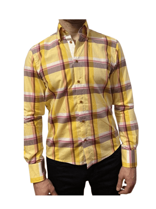 Pierre Cardin Pierre Cardin Shirt Yellow Checkered Casual Shirt sz S ...