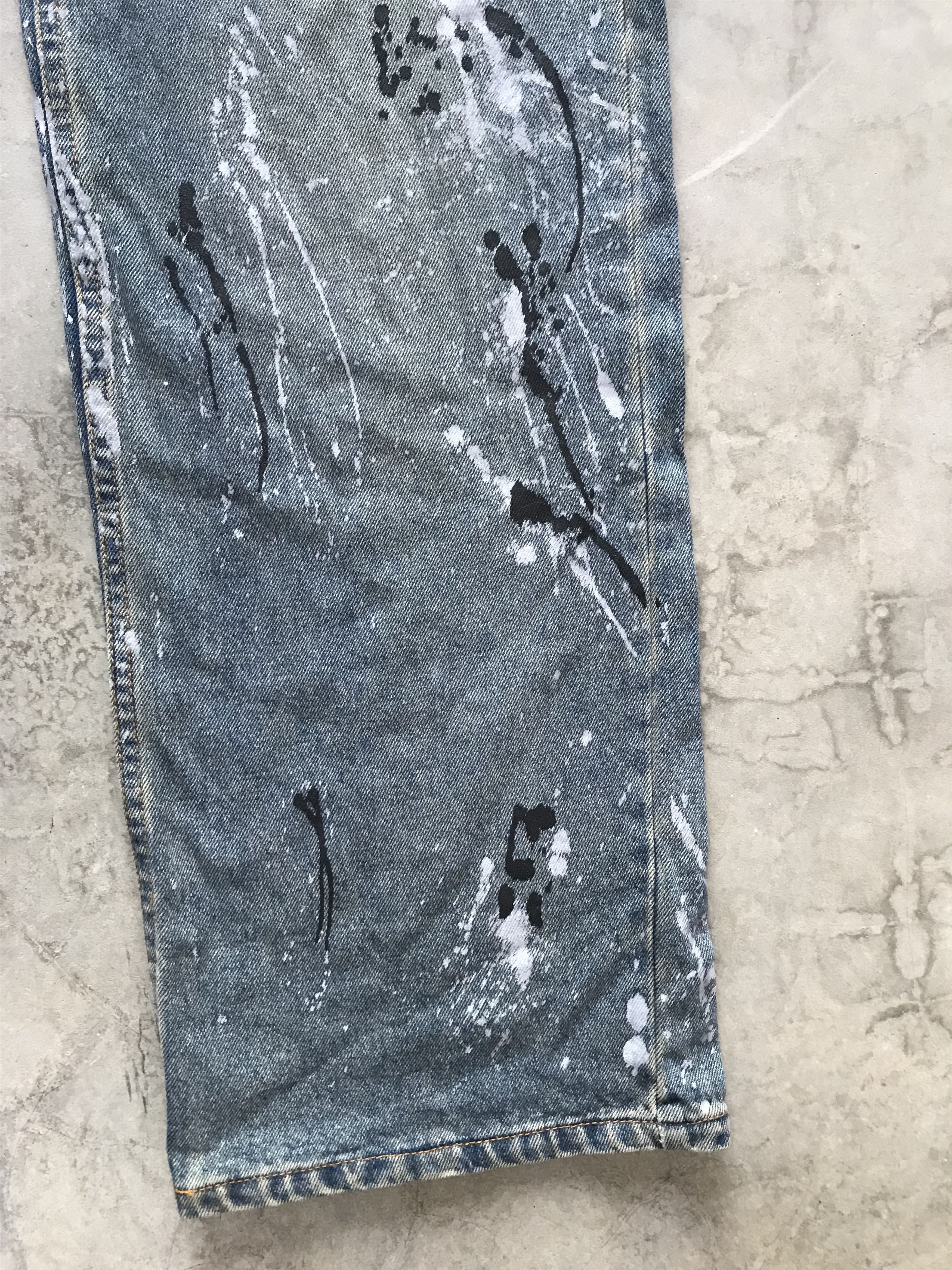 Japanese Brand AmorePuro Heavy Painter Splash Denim Size US 29 - 5 Thumbnail