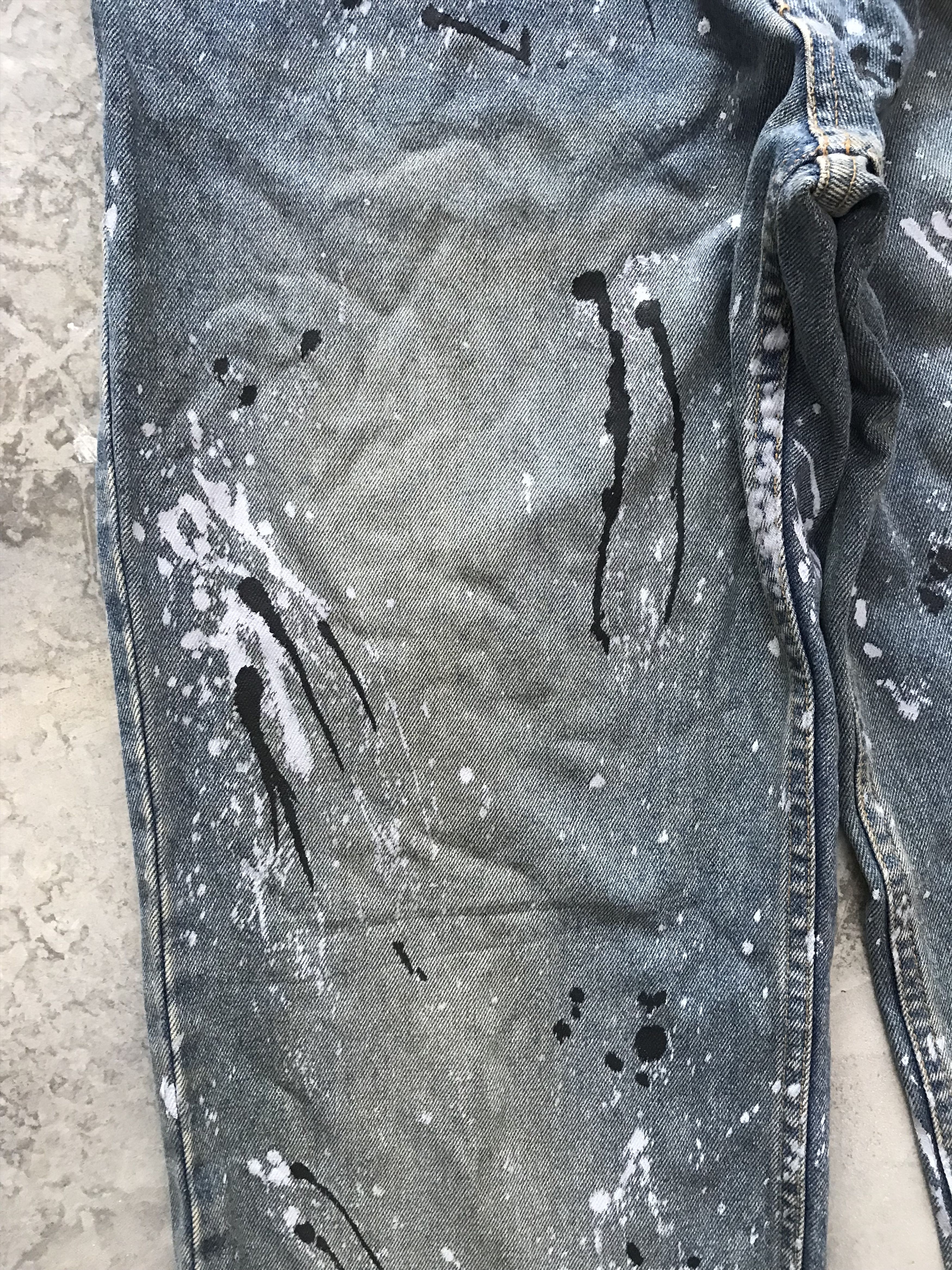Japanese Brand AmorePuro Heavy Painter Splash Denim Size US 29 - 4 Thumbnail