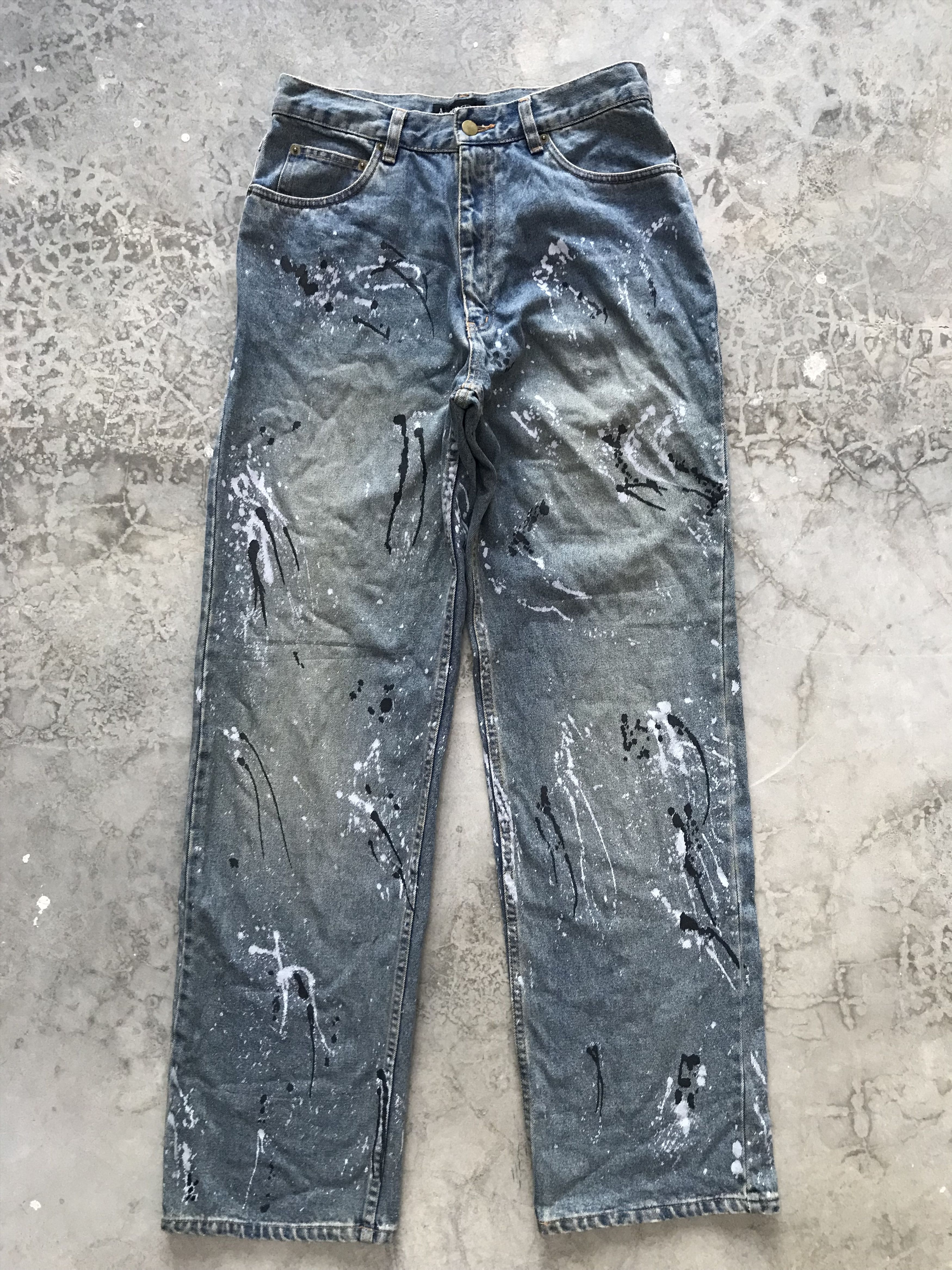 Japanese Brand AmorePuro Heavy Painter Splash Denim Size US 29 - 1 Thumbnail
