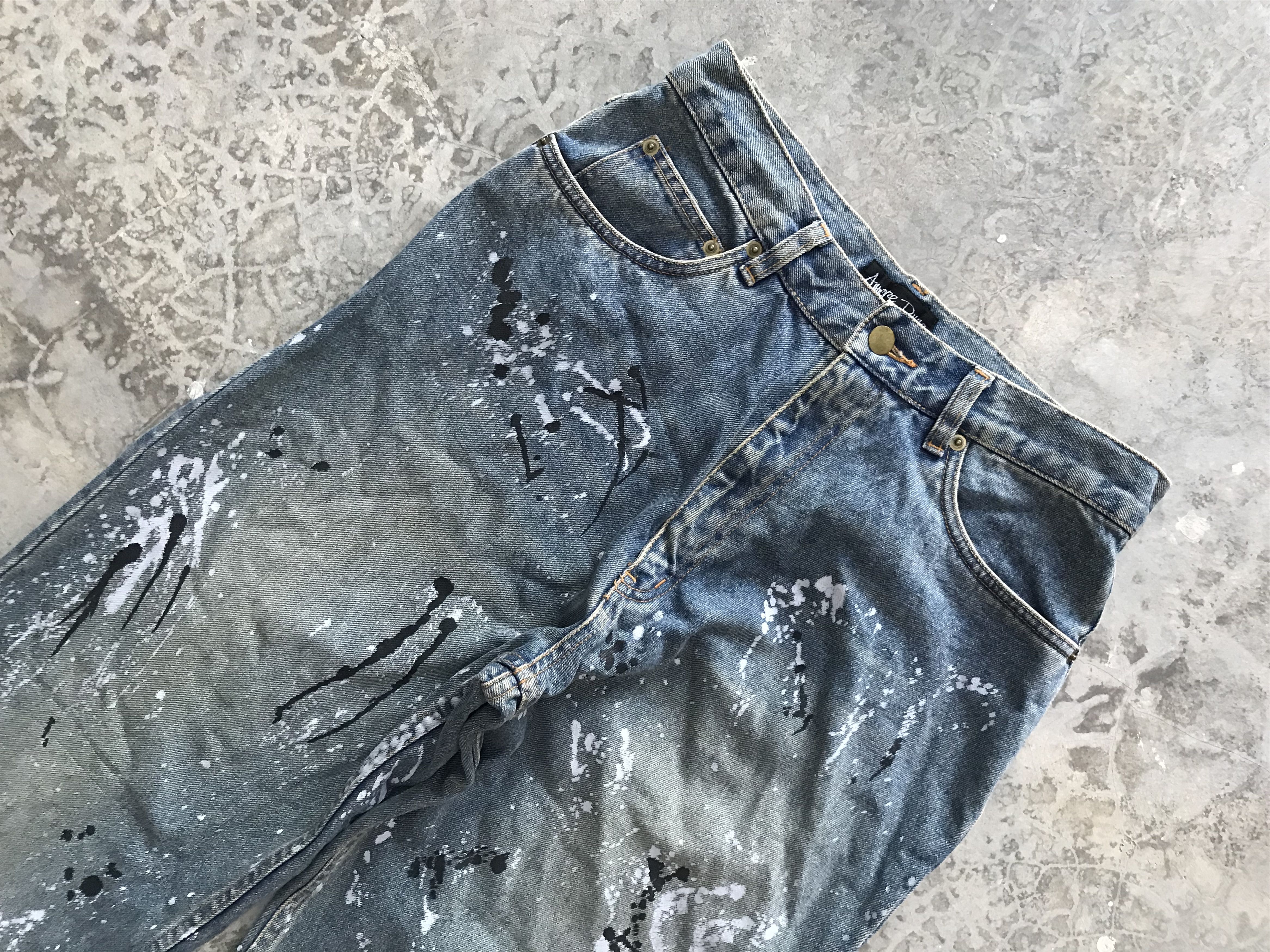 Japanese Brand AmorePuro Heavy Painter Splash Denim Size US 29 - 2 Thumbnail