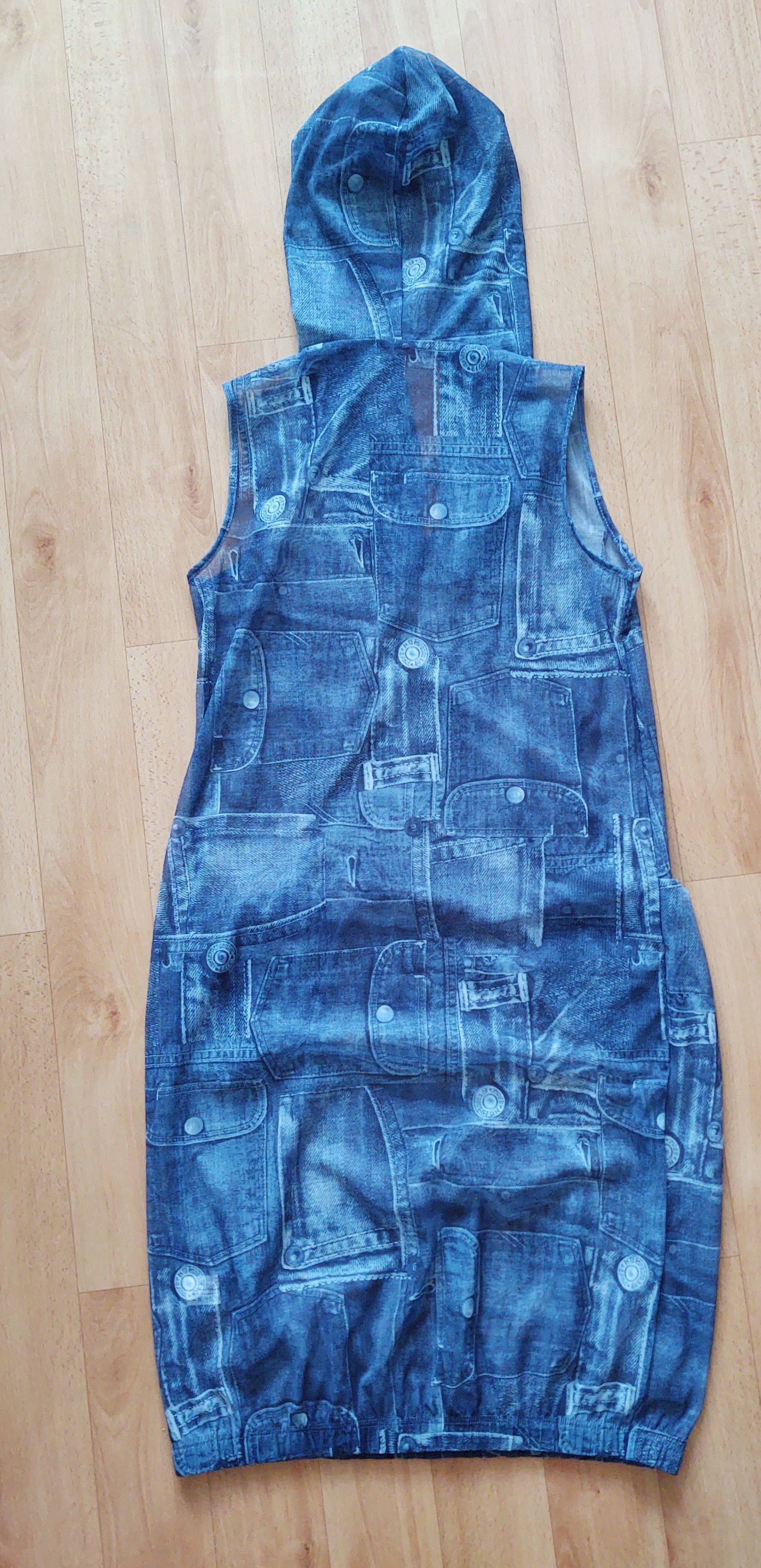 Other y2k mesh hooded long top denim pattern sz M Size M / US 6-8 / IT 42-44 - 5 Thumbnail