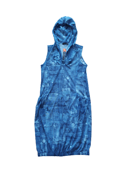 Other y2k mesh hooded long top denim pattern sz M Size M / US 6-8 / IT 42-44 - 1 Thumbnail