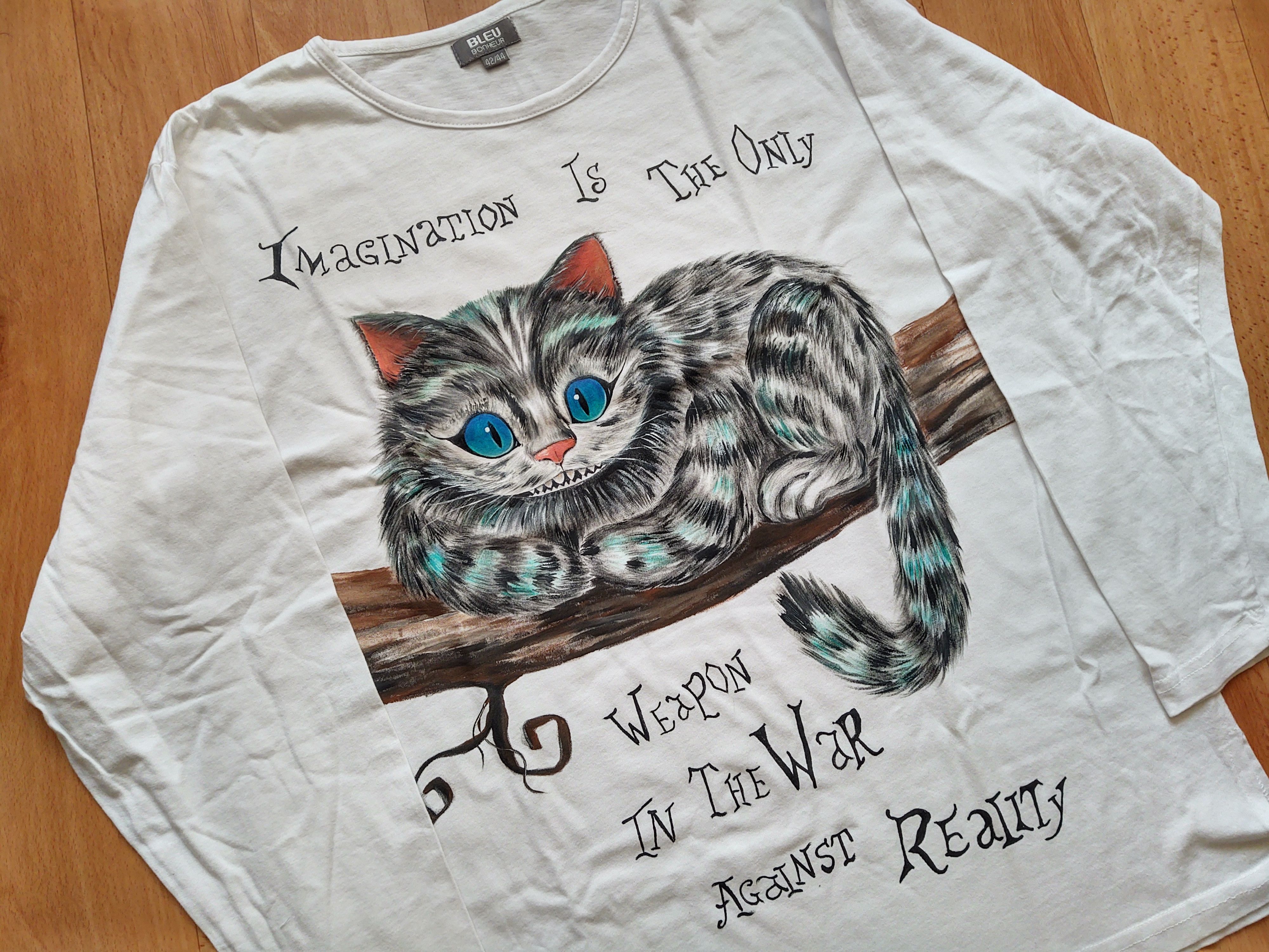 Handmade White longsleeve sz M Cheshire cat cute longsleeve Size M / US 6-8 / IT 42-44 - 5 Thumbnail