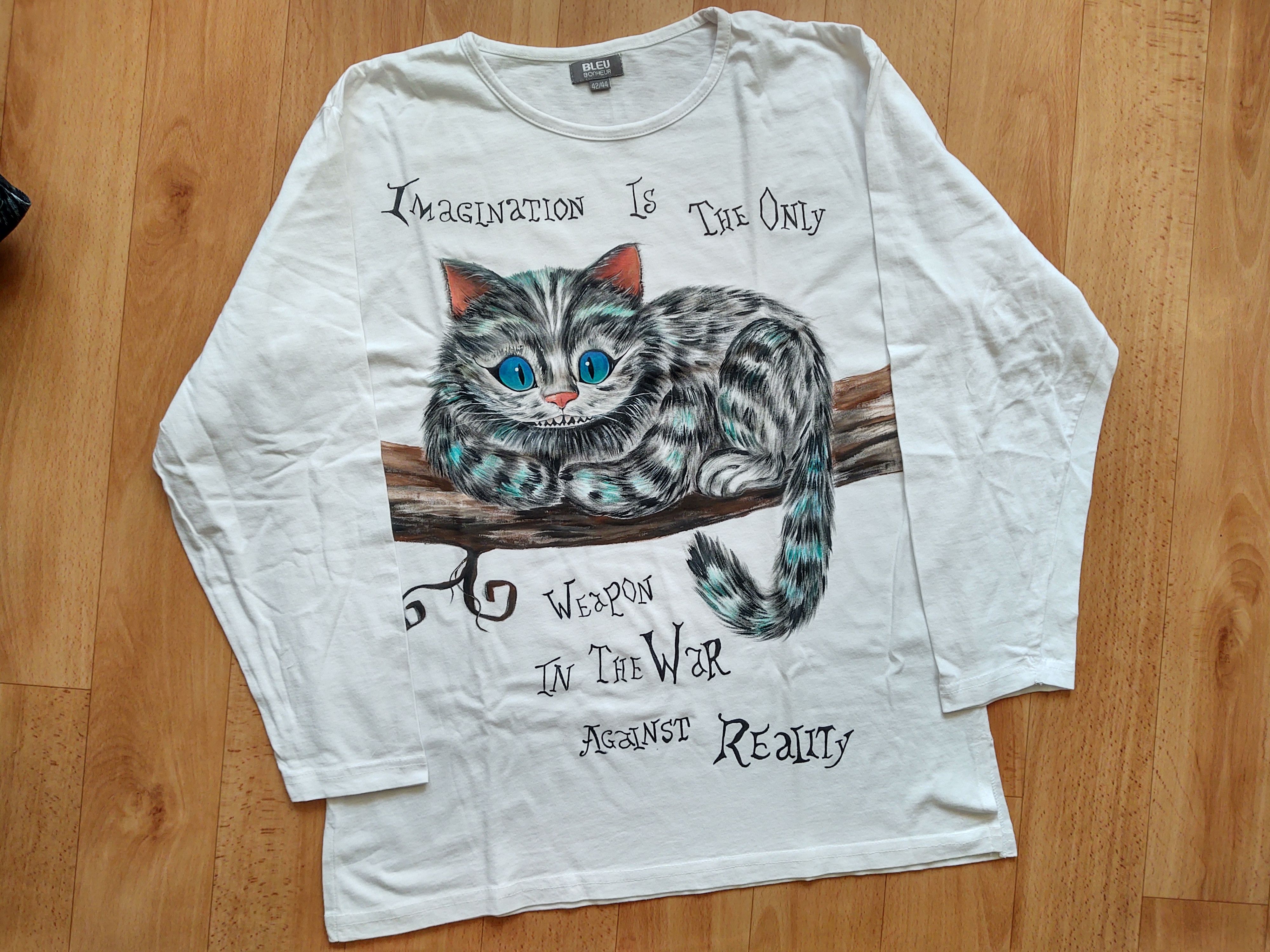 Handmade White longsleeve sz M Cheshire cat cute longsleeve Size M / US 6-8 / IT 42-44 - 3 Thumbnail