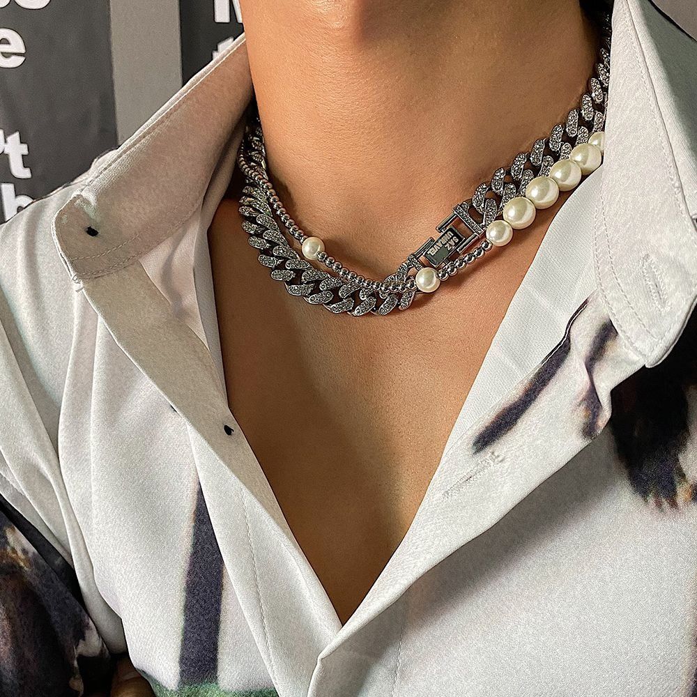 Jewelry × Vintage Fashion Hip Hop Men's Silver Necklace Size ONE SIZE - 1 Thumbnail