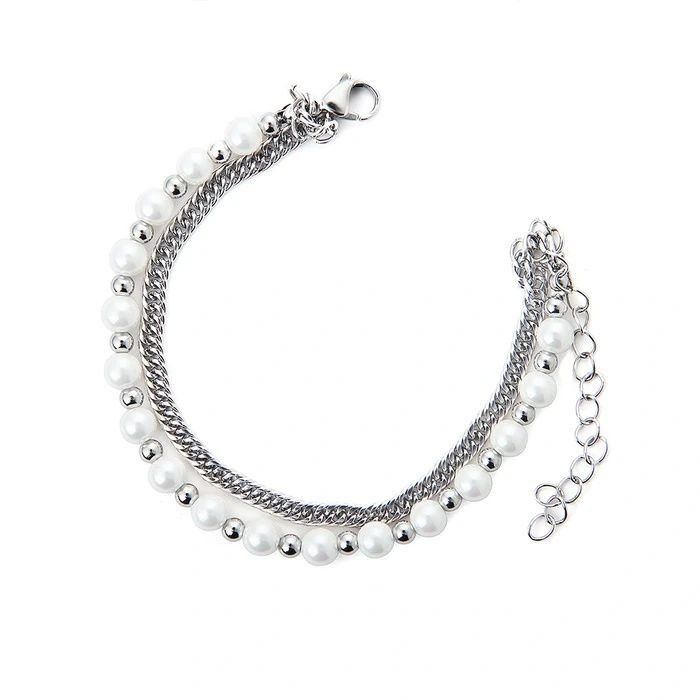 Jewelry × Vintage Fashionable Adjustable Double Layer Pearl Couple Bracelet Size ONE SIZE - 2 Thumbnail