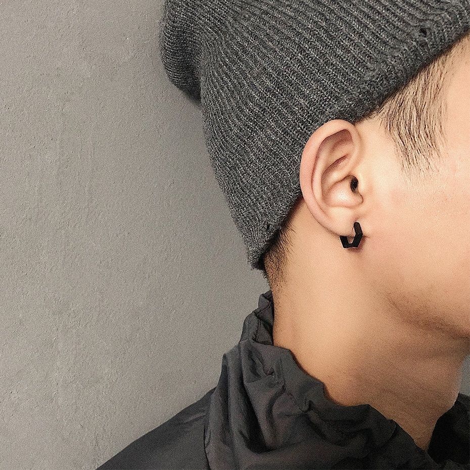 Jewelry × Vintage Gothic Fashion Black Men's Stud Earrings Size ONE SIZE - 2 Thumbnail