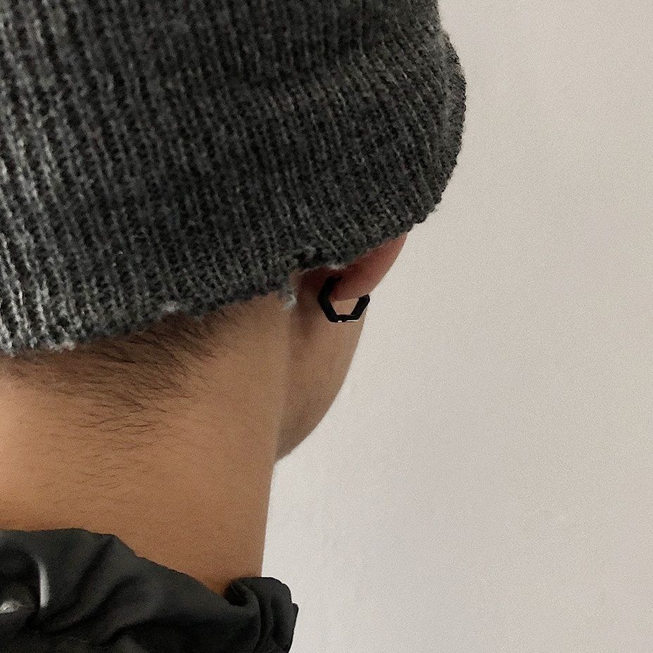 Jewelry × Vintage Gothic Fashion Black Men's Stud Earrings Size ONE SIZE - 3 Thumbnail