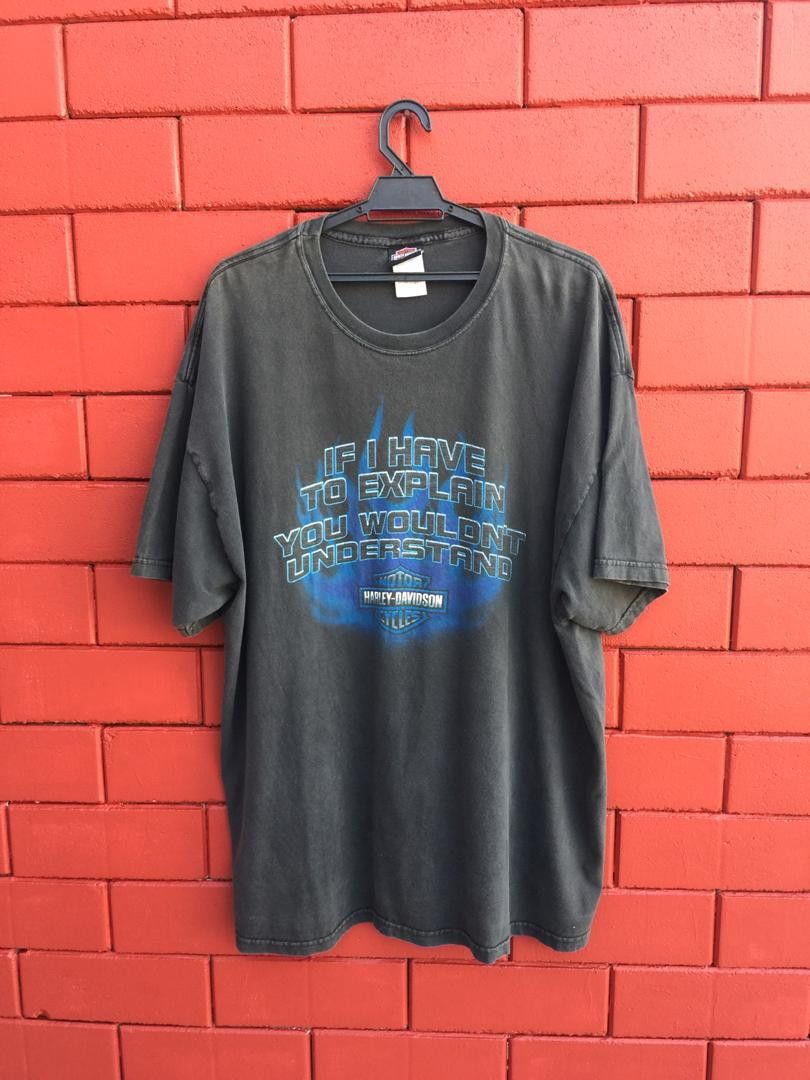 Harley Davidson Vintage Harley Davidson Big Logo Motorcycle Fashion Style Size US XXL / EU 58 / 5 - 2 Thumbnail