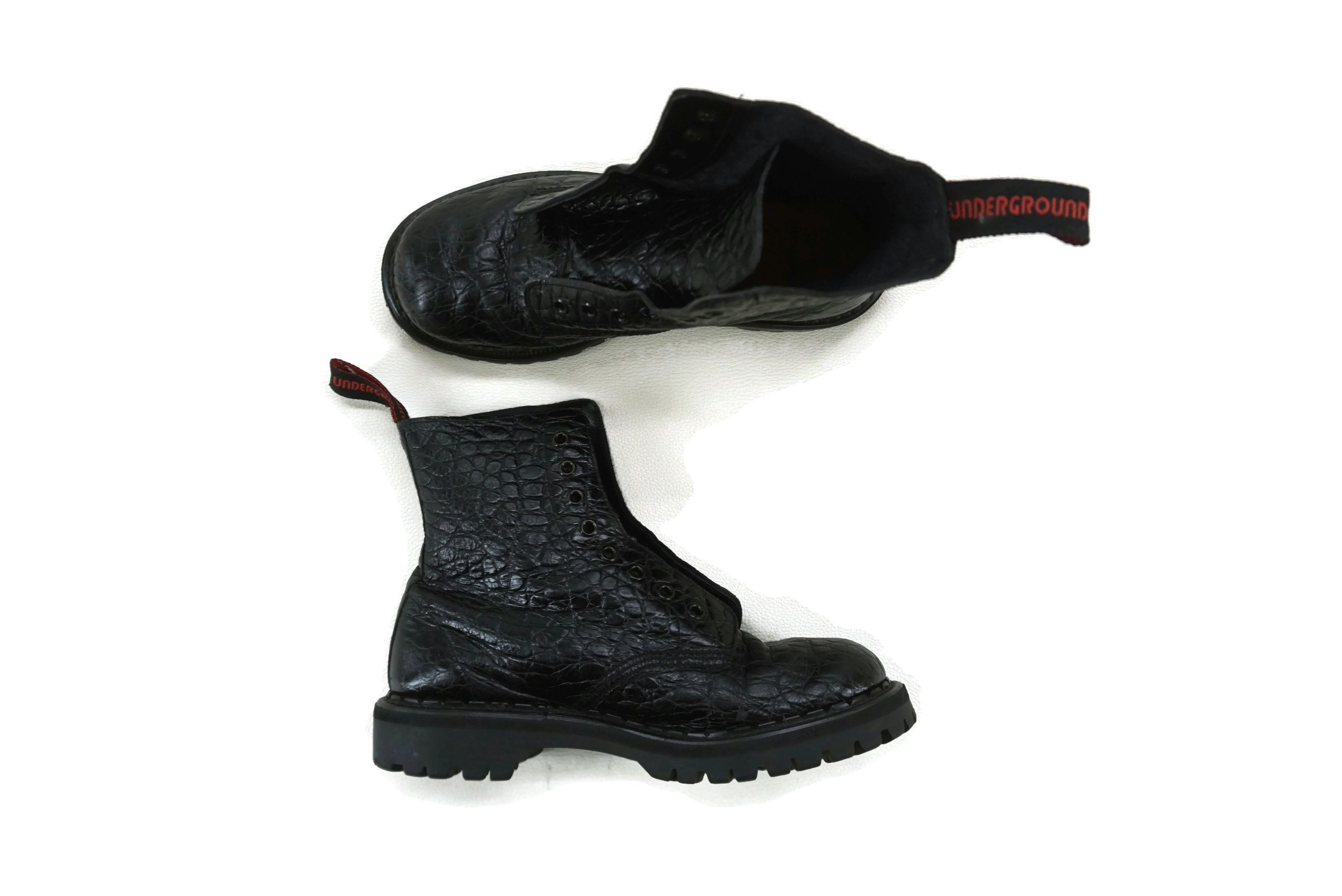 Underground Underground Croc Embossed Leather Boots Made in England Grailed
