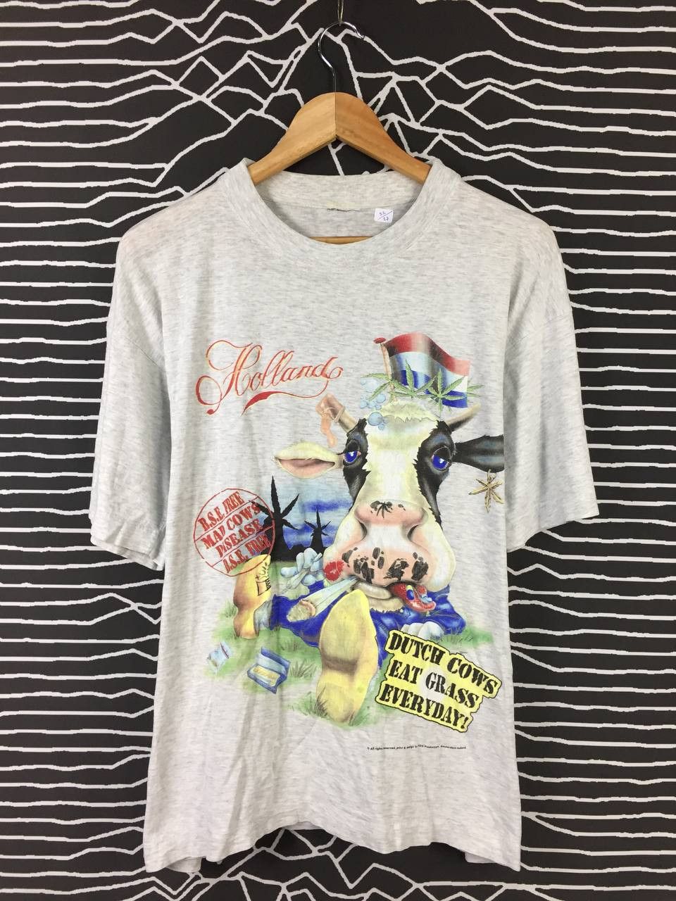 Vintage 90s Dutch Cow Eat Grass Everyday Blunt Smoke Amsterdam Tee Size US L / EU 52-54 / 3 - 1 Thumbnail