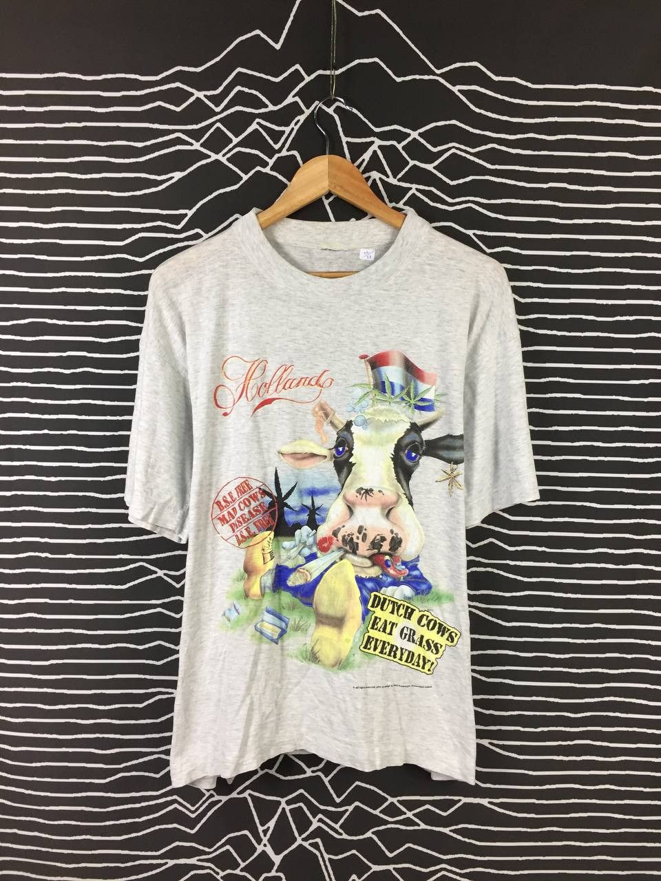 Vintage 90s Dutch Cow Eat Grass Everyday Blunt Smoke Amsterdam Tee Size US L / EU 52-54 / 3 - 2 Thumbnail
