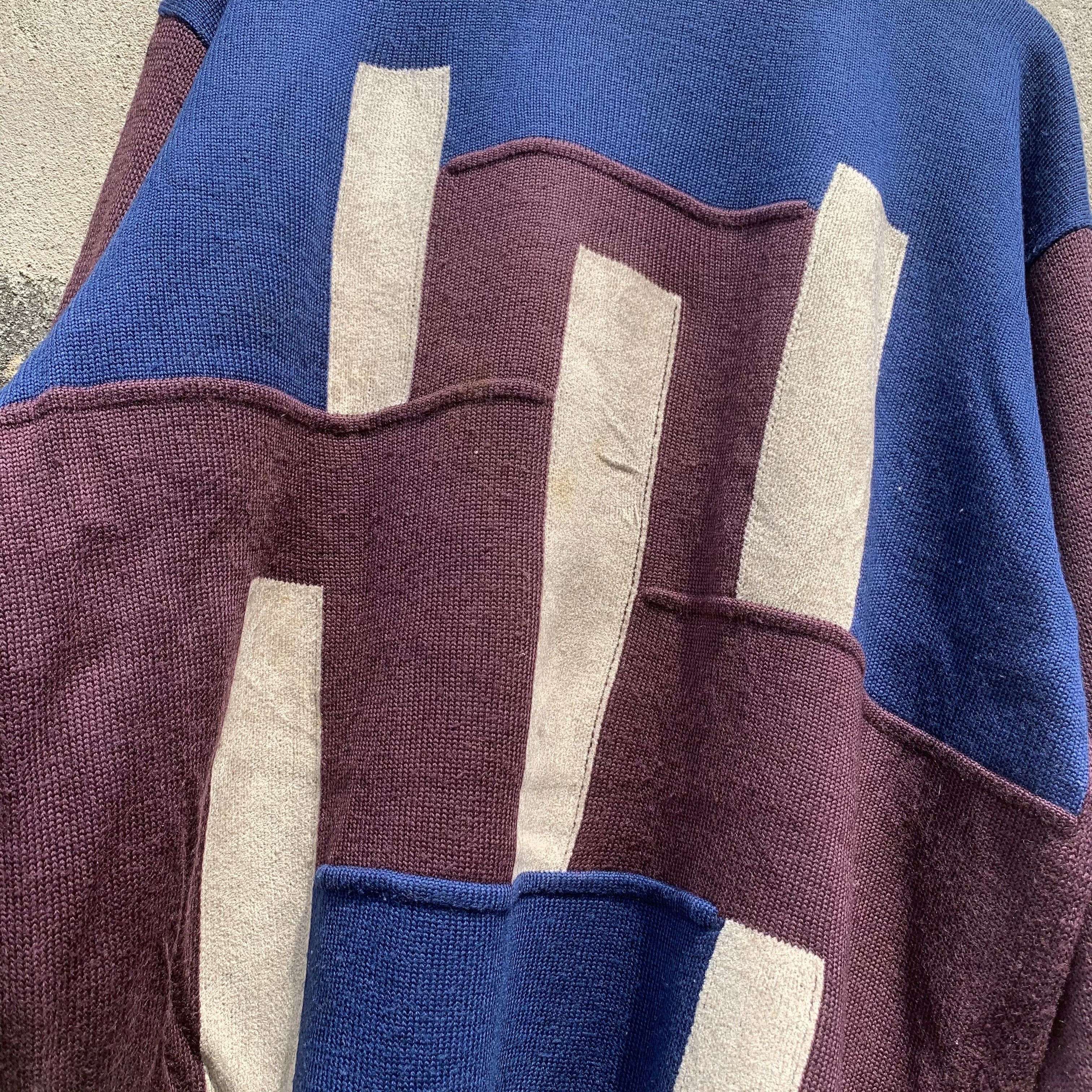 Tornado Mart Vintage Sole D’Oro Knit PatchworkStyle Jumper Baggy Sweater Size US L / EU 52-54 / 3 - 3 Thumbnail
