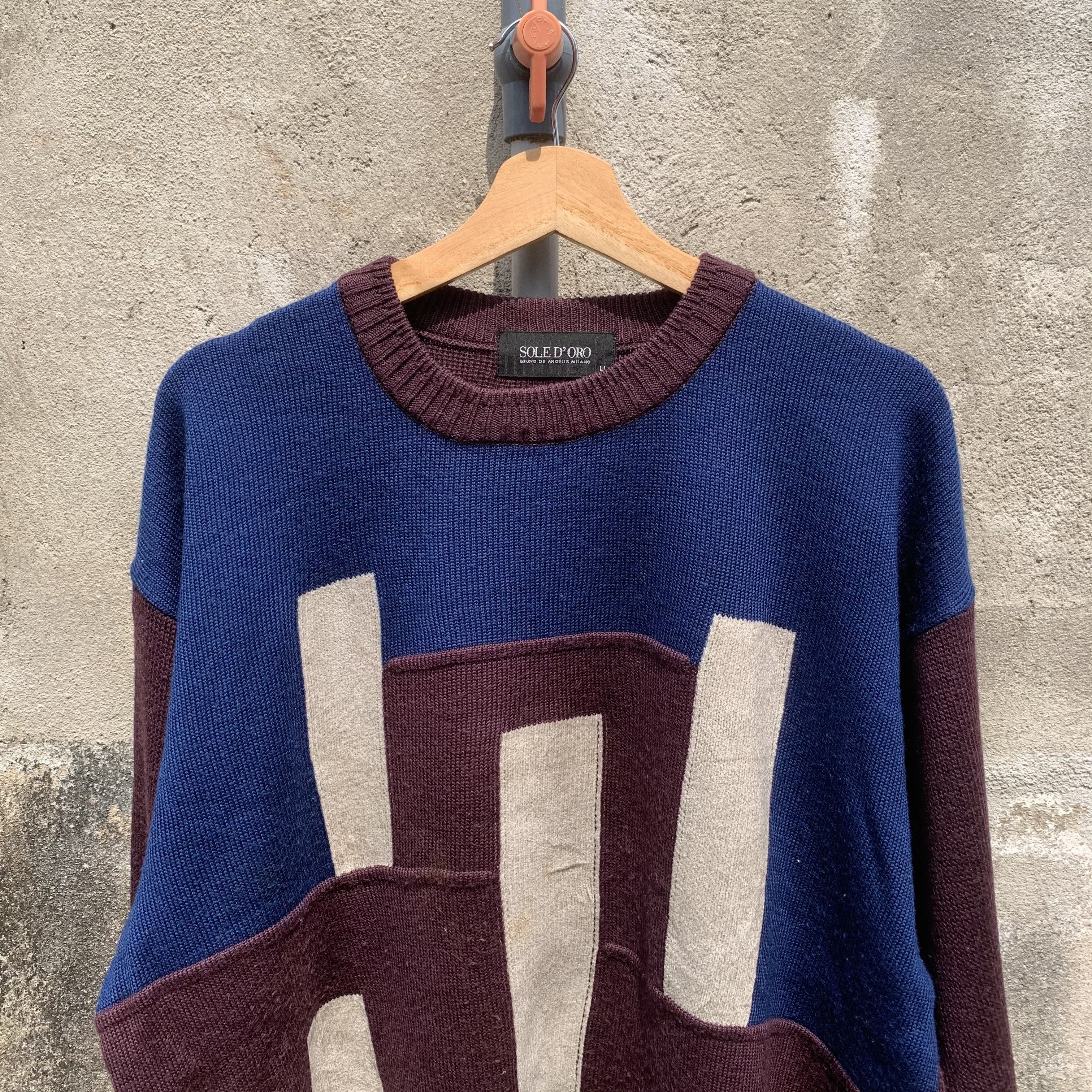 Tornado Mart Vintage Sole D’Oro Knit PatchworkStyle Jumper Baggy Sweater Size US L / EU 52-54 / 3 - 4 Thumbnail
