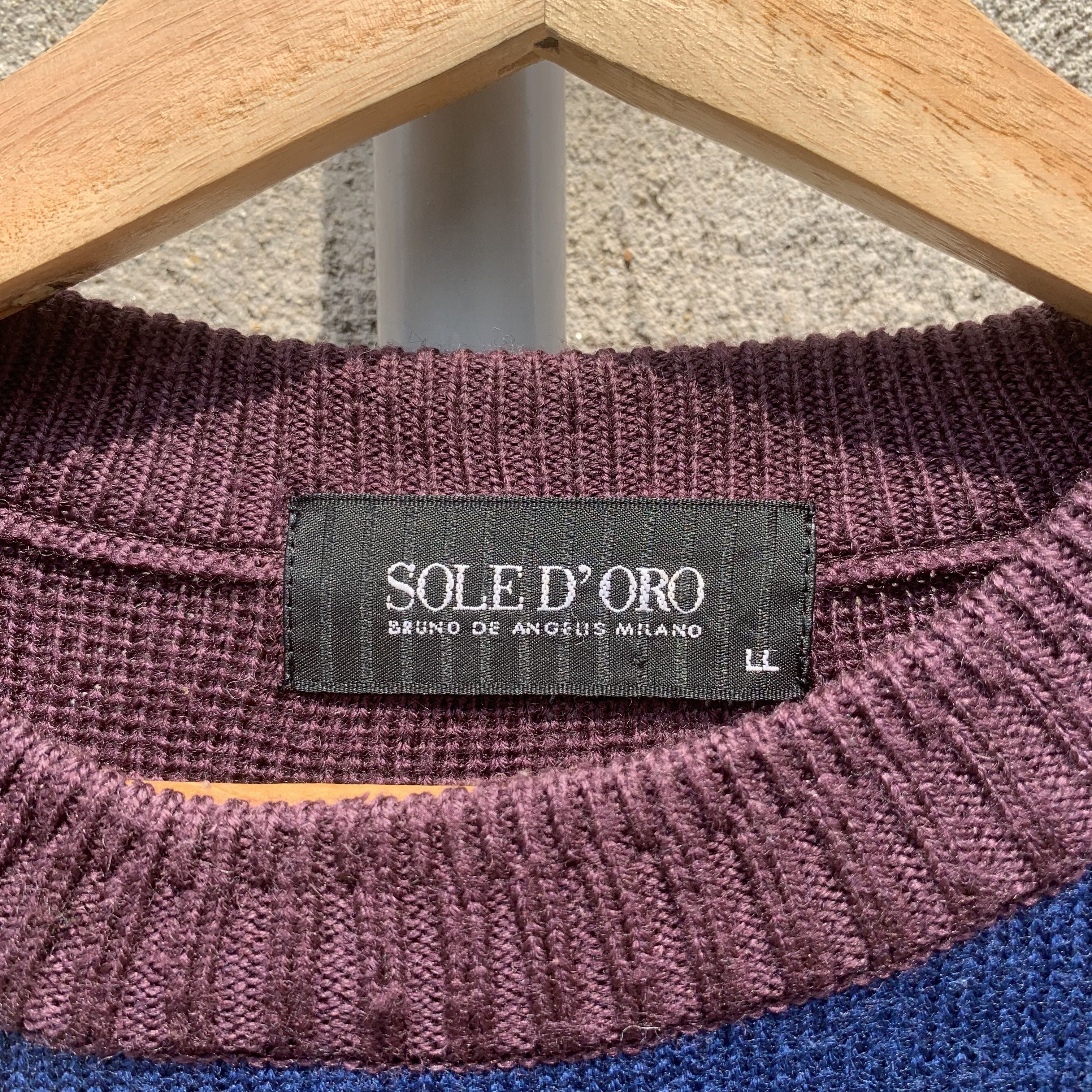 Tornado Mart Vintage Sole D’Oro Knit PatchworkStyle Jumper Baggy Sweater Size US L / EU 52-54 / 3 - 6 Thumbnail