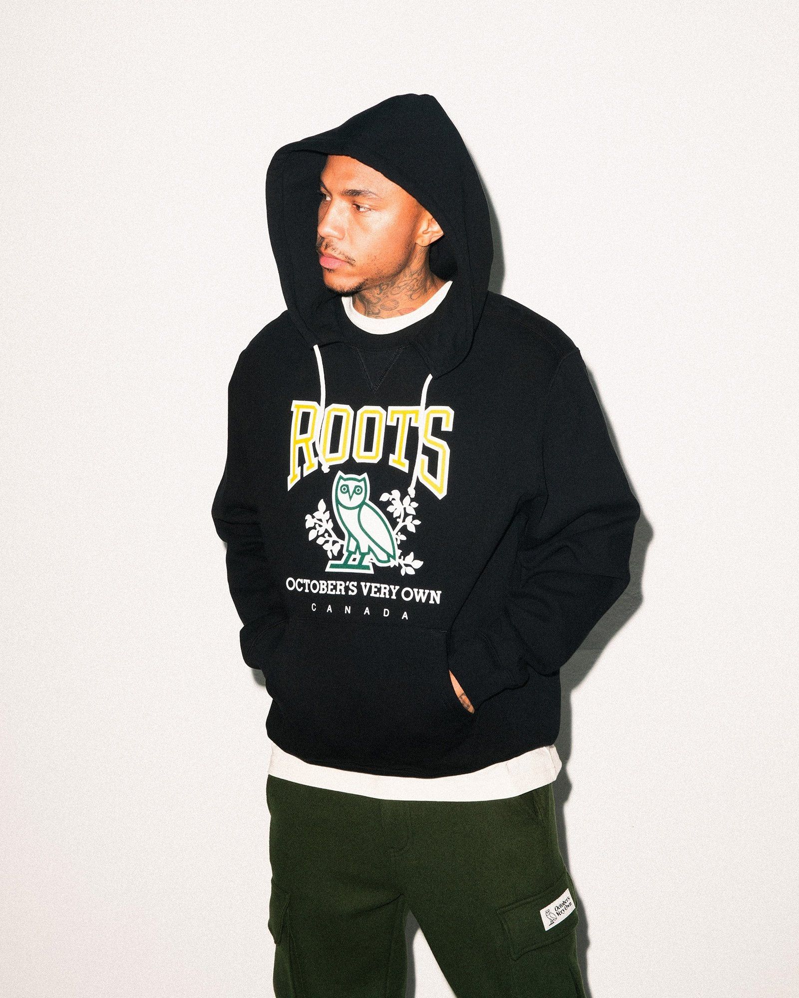 Drake OVO X ROOTS FW21 HERITAGE HOODIE BLACK Size US L / EU 52-54 / 3 - 3 Thumbnail