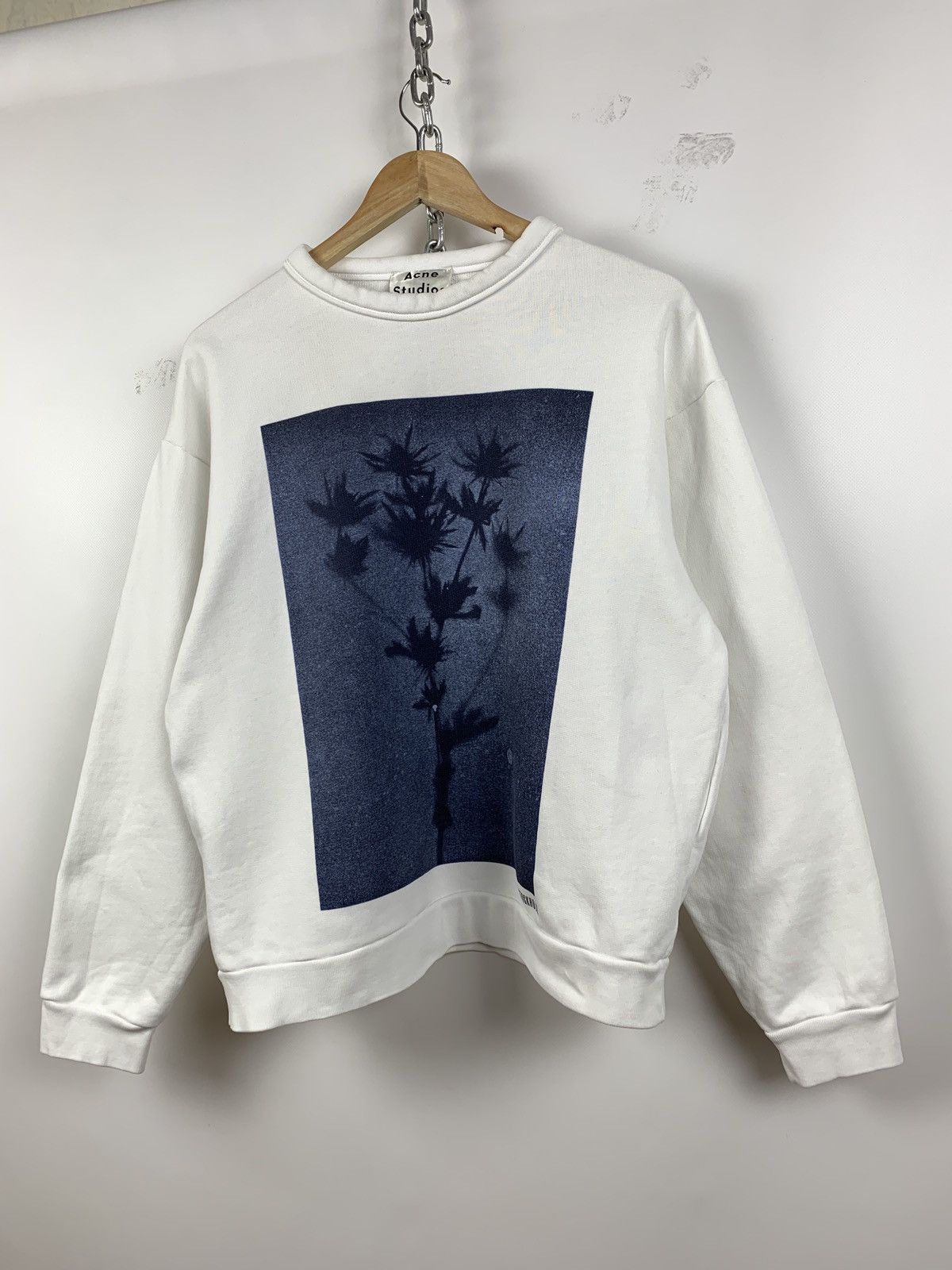 Acne Studios Acne Studios White Follow Print Floral Stockholm Sweatshirt Size US XXS / EU 40 - 4 Thumbnail