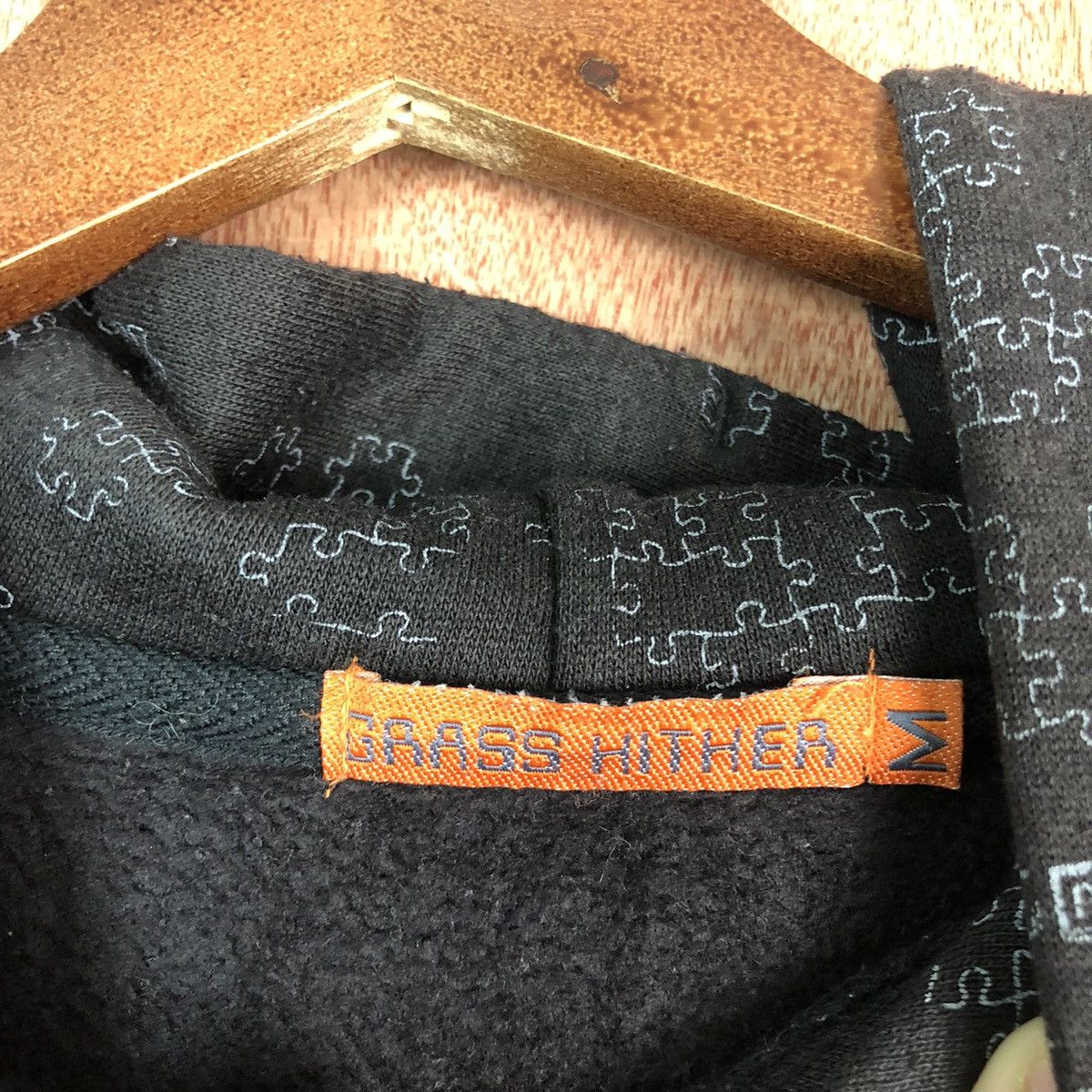 Japanese Brand Grasss Hither (Puzzle Out) Black printed art hoodie #6022 Size US M / EU 48-50 / 2 - 7 Thumbnail