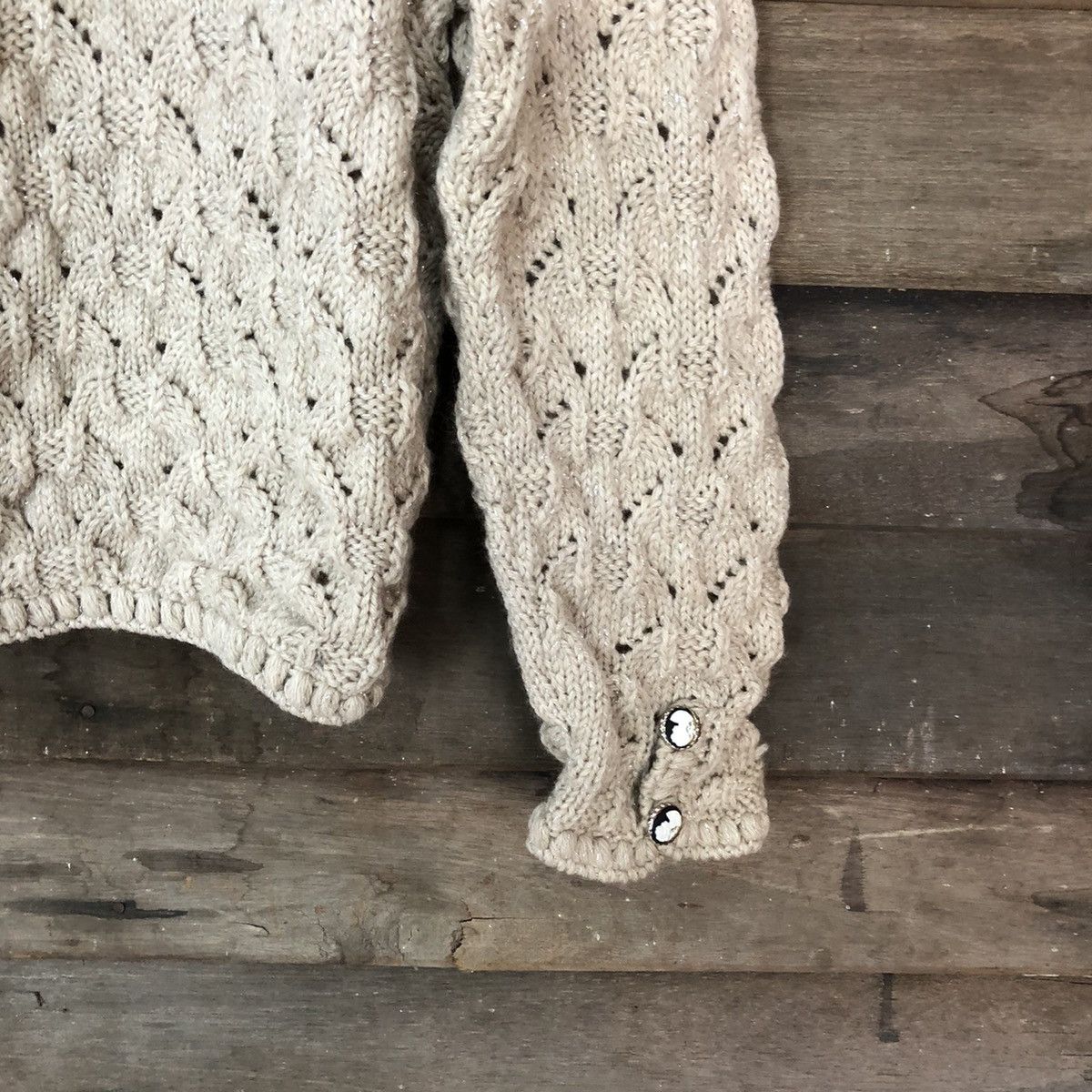 Vintage Japanese Brand Brown crochet Patterned Cardigans #H037 Size S / US 4 / IT 40 - 9 Thumbnail