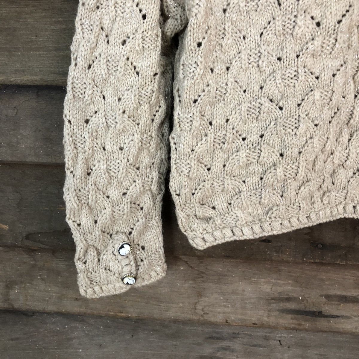 Vintage Japanese Brand Brown crochet Patterned Cardigans #H037 Size S / US 4 / IT 40 - 8 Thumbnail