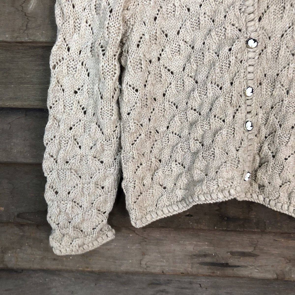 Vintage Japanese Brand Brown crochet Patterned Cardigans #H037 Size S / US 4 / IT 40 - 4 Thumbnail