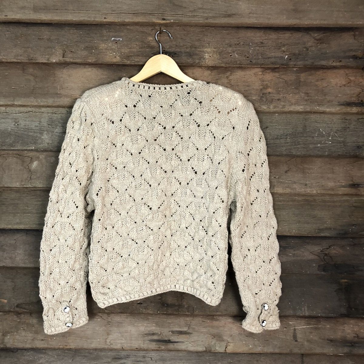 Vintage Japanese Brand Brown crochet Patterned Cardigans #H037 Size S / US 4 / IT 40 - 7 Thumbnail