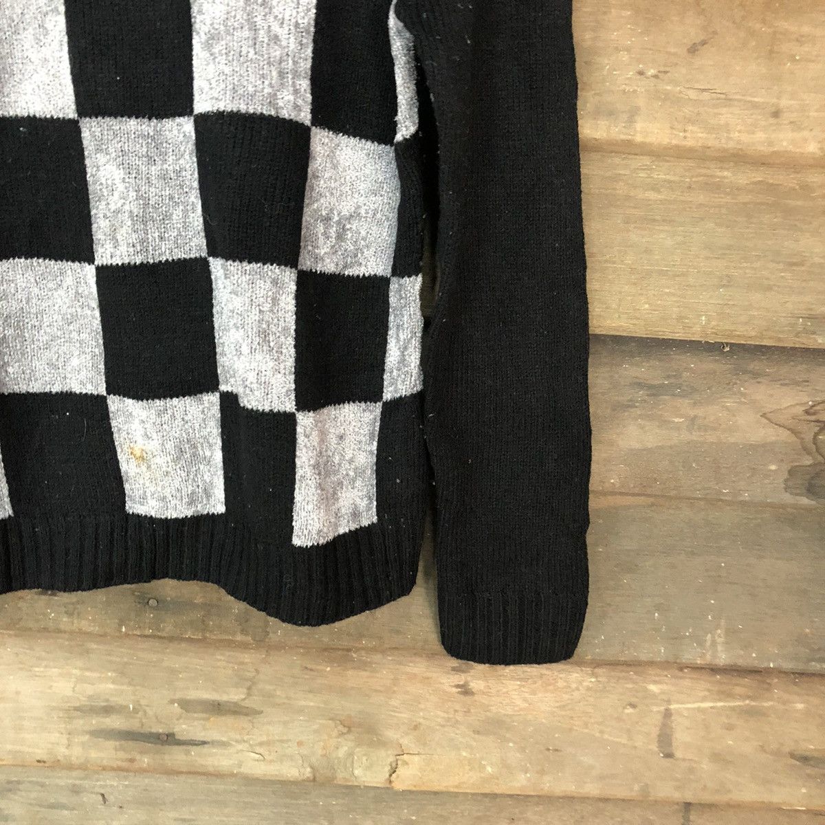 Aran Isles Knitwear Kate Ecru Checkred Grey Black Knitwear #H021 Size US S / EU 44-46 / 1 - 5 Thumbnail