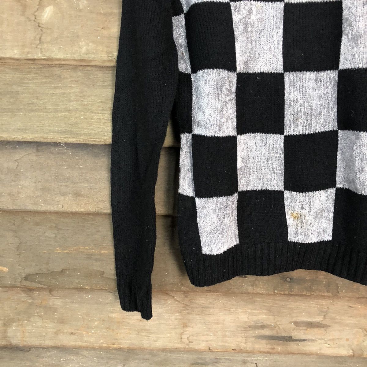 Aran Isles Knitwear Kate Ecru Checkred Grey Black Knitwear #H021 Size US S / EU 44-46 / 1 - 4 Thumbnail