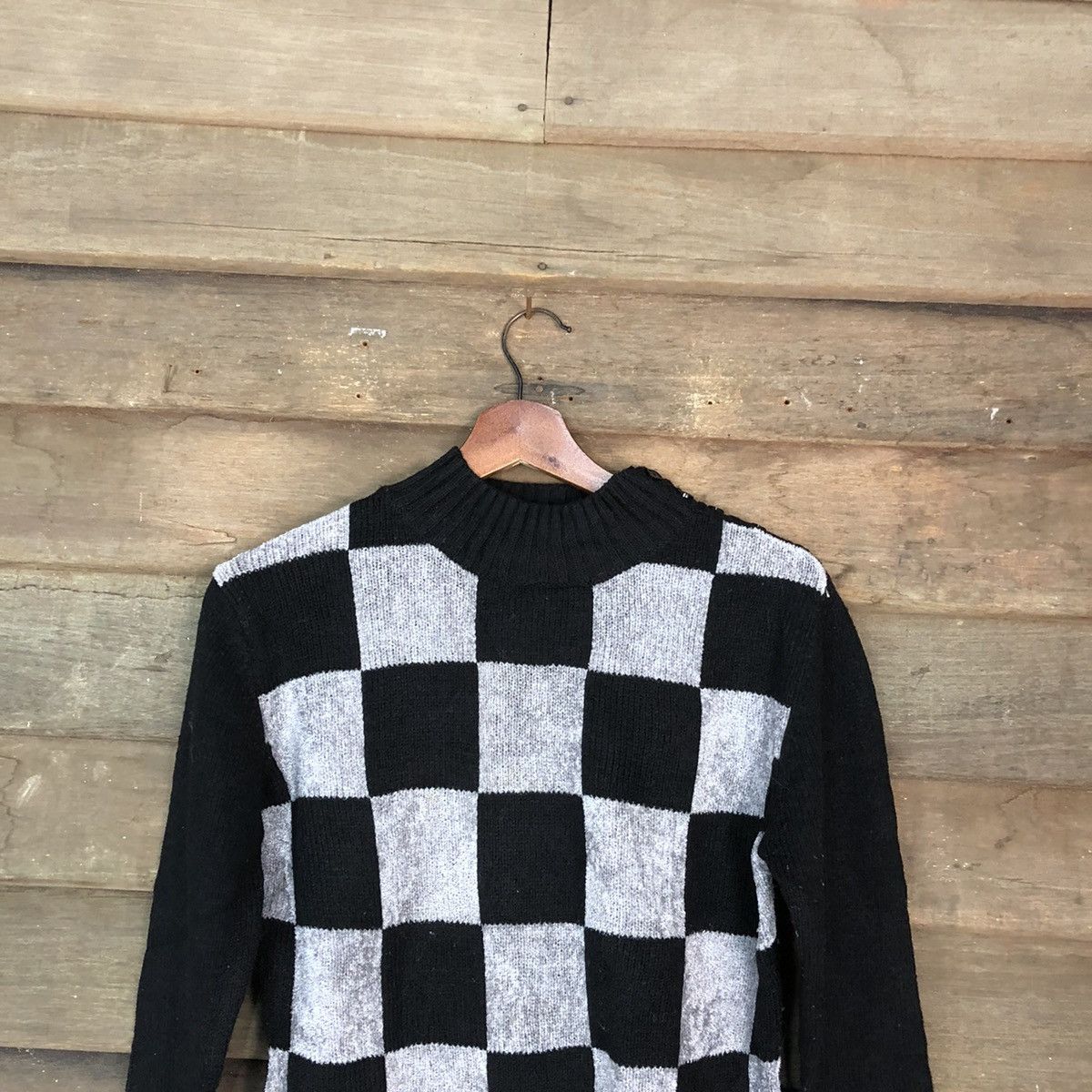 Aran Isles Knitwear Kate Ecru Checkred Grey Black Knitwear #H021 Size US S / EU 44-46 / 1 - 2 Thumbnail