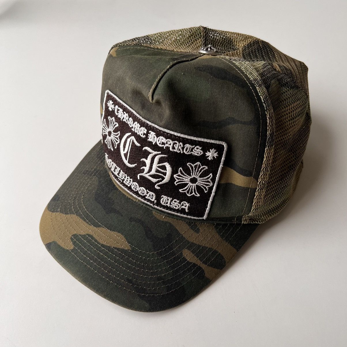 Chrome Hearts Vintage Chrome Hearts Camo CH Trucker Hat | Grailed