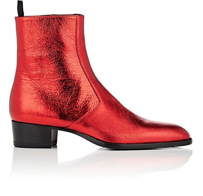 Saint Laurent Paris Red Metallic Wyatt boots Grailed
