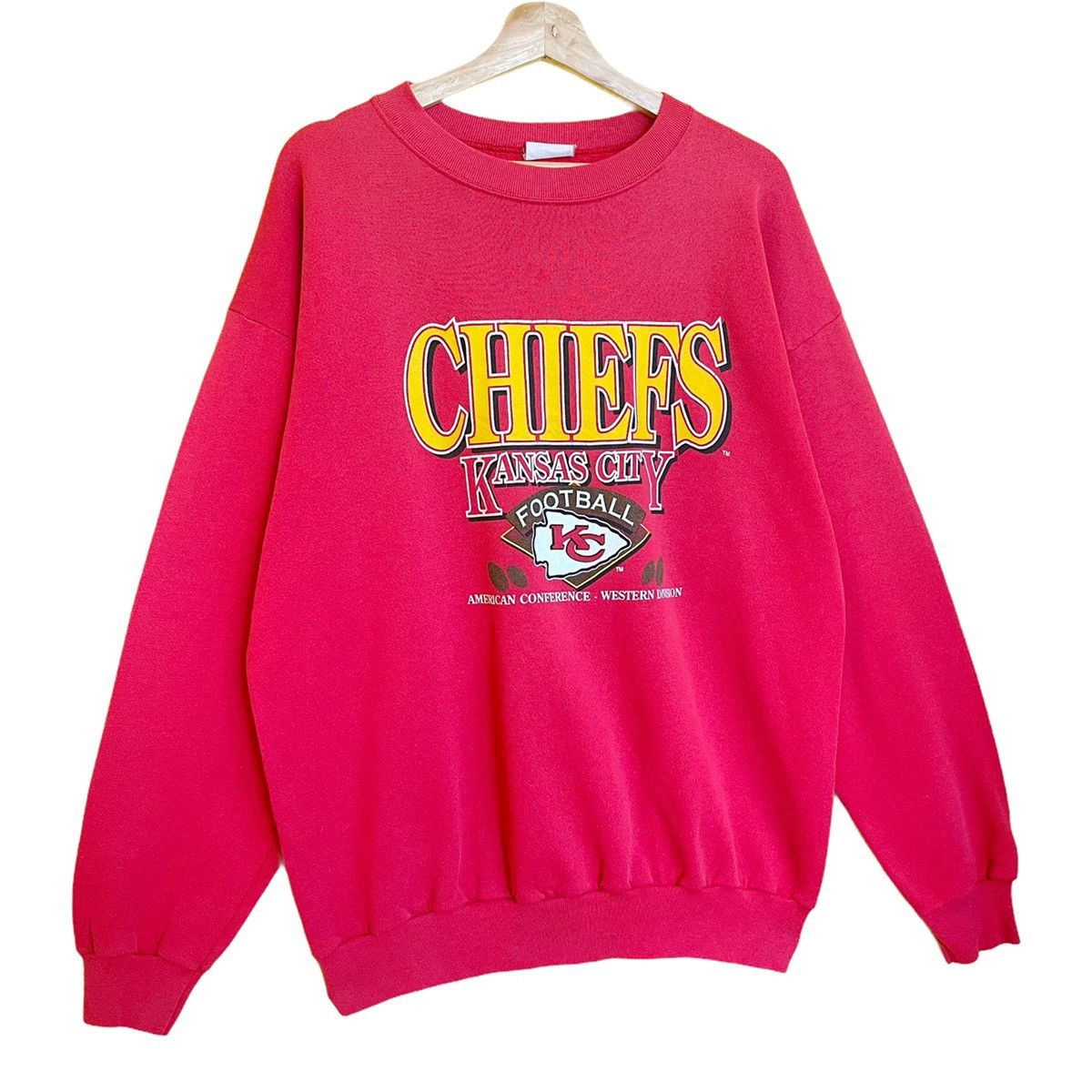 Vintage 90's Kansas City Chiefs Crew Neck Sweatshirt Football Size sold Large