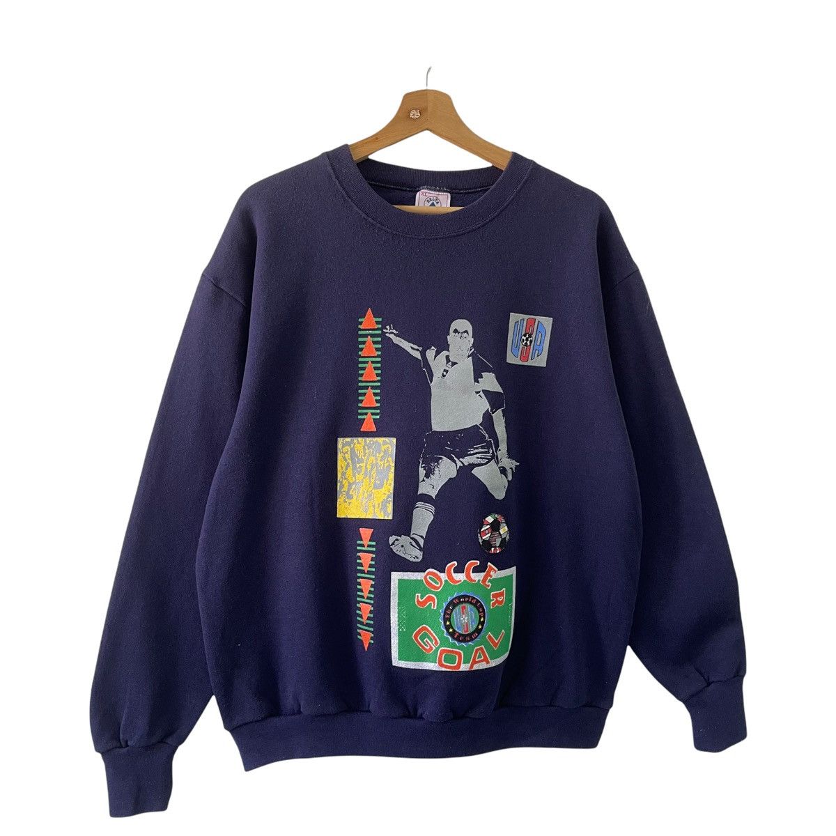 Vintage Vintage 90s Soccer Goal Usa Crewneck Sweatshirt Size L Size US L / EU 52-54 / 3 - 2 Thumbnail