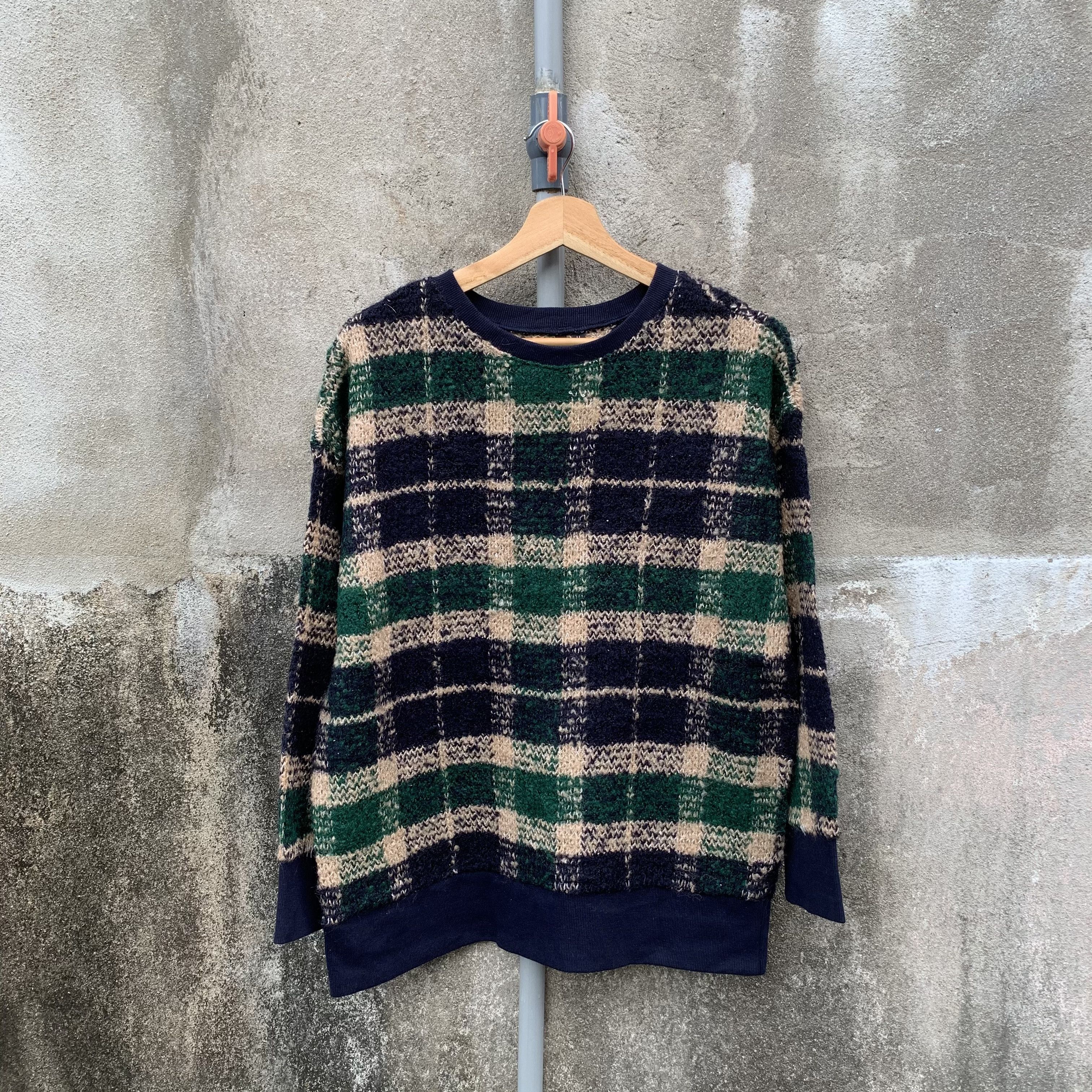 Hiroko Koshino Homme Vintage Hiroko Koshino Homme Knit Check RARE Plaid Sweater Size US L / EU 52-54 / 3 - 1 Thumbnail