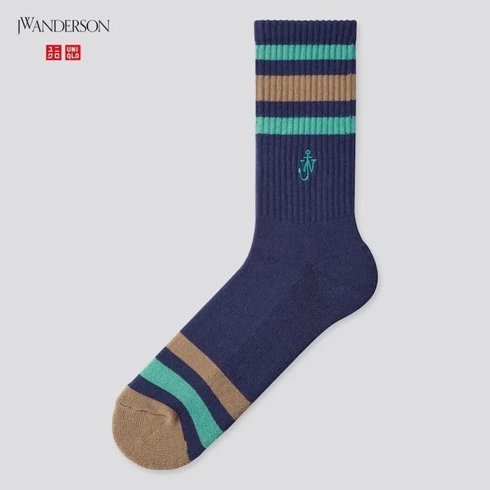 JW Anderson × Uniqlo Blue Green Multicolor Socks Dress Crew Tube Cotton Logo Size ONE SIZE - 1 Thumbnail