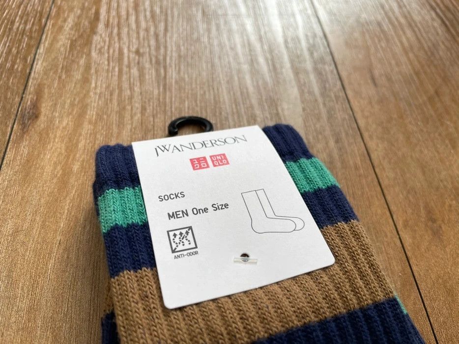 JW Anderson × Uniqlo Blue Green Multicolor Socks Dress Crew Tube Cotton Logo Size ONE SIZE - 6 Thumbnail