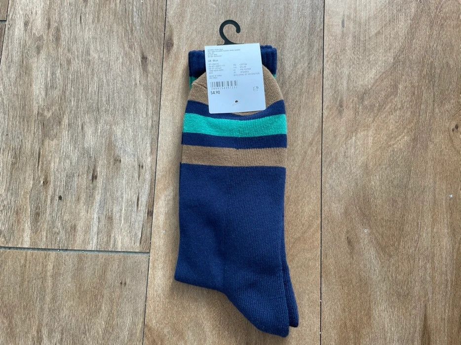 JW Anderson × Uniqlo Blue Green Multicolor Socks Dress Crew Tube Cotton Logo Size ONE SIZE - 5 Thumbnail