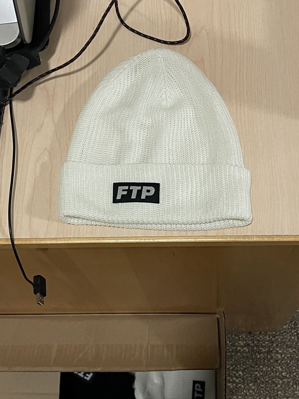 FTP FUCK THE POPULATION GLOW IN THE DARK LOGO BEANIE (WHITE)