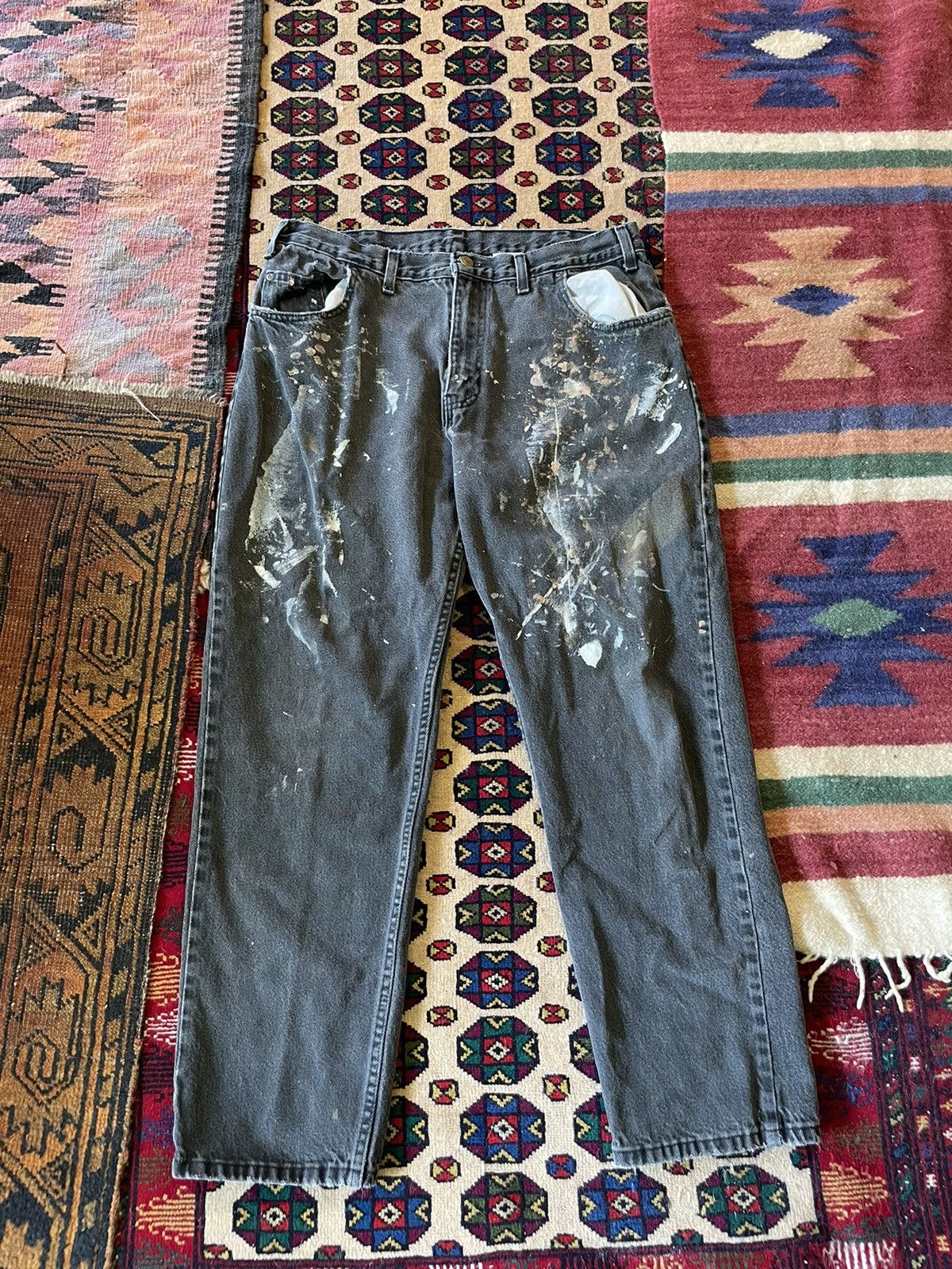 Vintage painted up black denim jeans